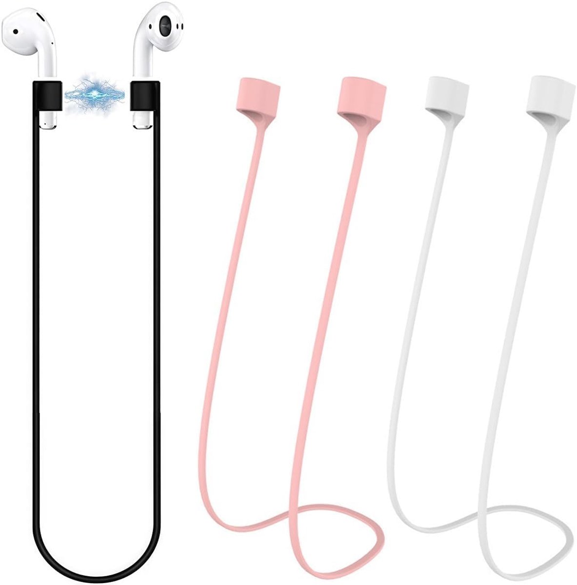 3 stuks anti-verlies sleutelband voor AirPods, magnetische riemen, 70 cm, voor AirPods en draadloze hoofdtelefoon (3 kleuren)