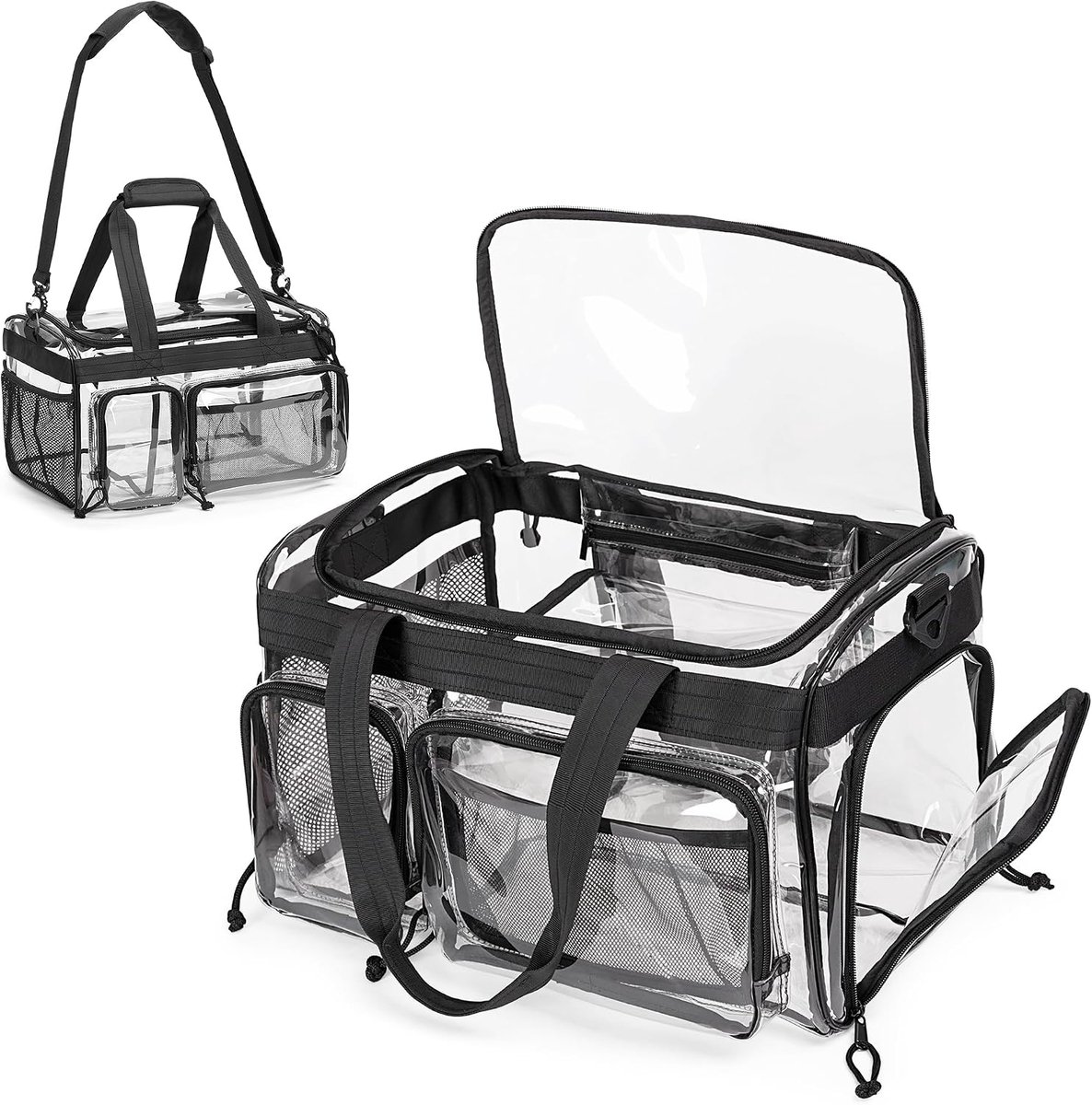 Grote Doorzichtige Strandtas voor Dames Heren Waterdichte, Zandbestendige PVC Tas met Schoenenvak, Opbergzakken en Rits voor Strand, Zwembad, Stadion