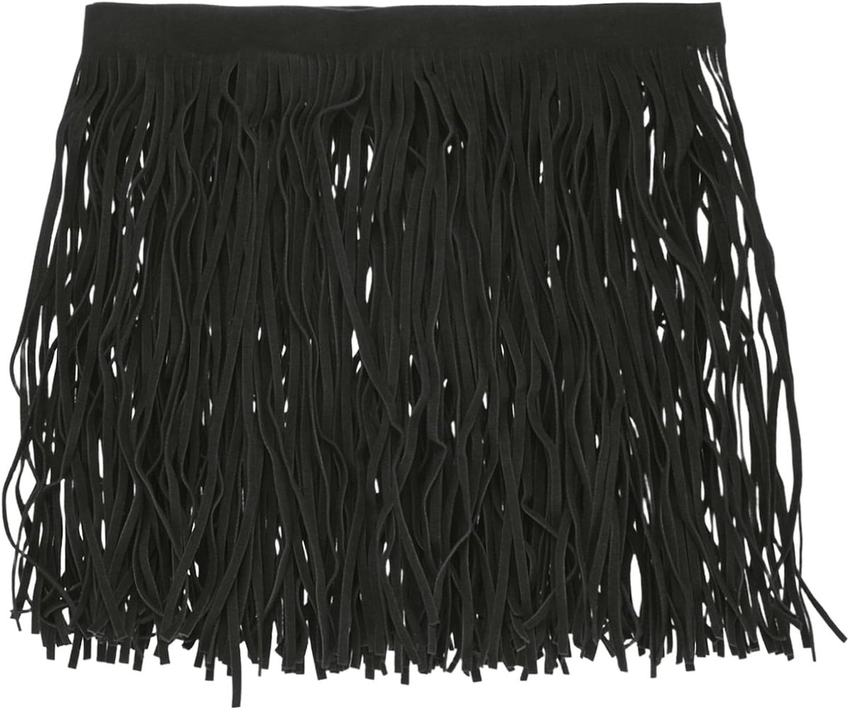 METERXITY PU Lederen Franje Trim, 1 Yard 7,9 Inch Zwart Dubbelzijdig Suede Kwastje Naaien Trim voor DIY Ambacht/Naaien Jurk Kostuum/Tassen Schoen Decoratie, Franje Kwastje
