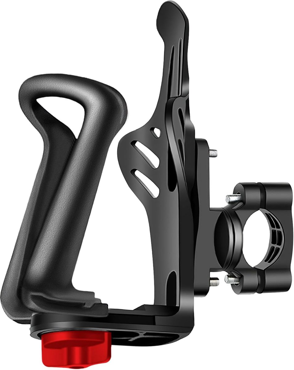 Flessenhouder voor fiets, bekerhouder voor fiets, drinkflessenhouder, nylon, verstelbare maat, voor rolstoel, motorfiets, scooter, 55-75 mm diameter, waterkoker, zwart