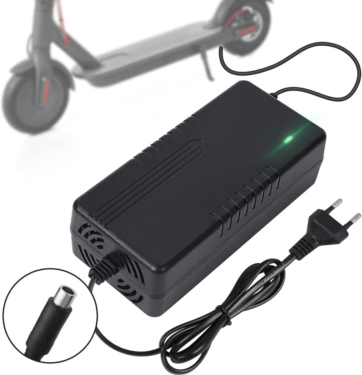 42V 2A Elektrische Scooterlader, Hoverboard Acculader met RCA-connector (8 mm), Elektrische Scooteraccessoires voor Zelfbalancerende Scooters, Driftboards en Eenwielers
