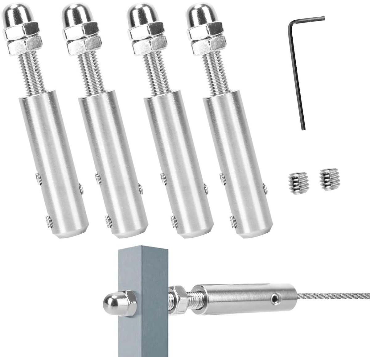 4 stuks kabelspanners, draadkabelspanner voor roestvrijstalen kabels 5-6 mm, kabelspanset, draadkabelklem 5-6 mm spantminal voor bevestiging afspanning van staalkabels