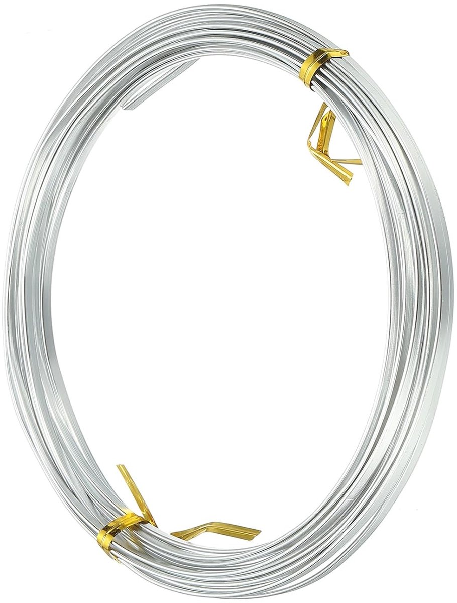Draad plat 18 gauge 5 m breedte 3 mm aluminium draad voor kunsthandwerk bloemen bonsai DIY frame sculptuur randen metaal, zilverkleurig
