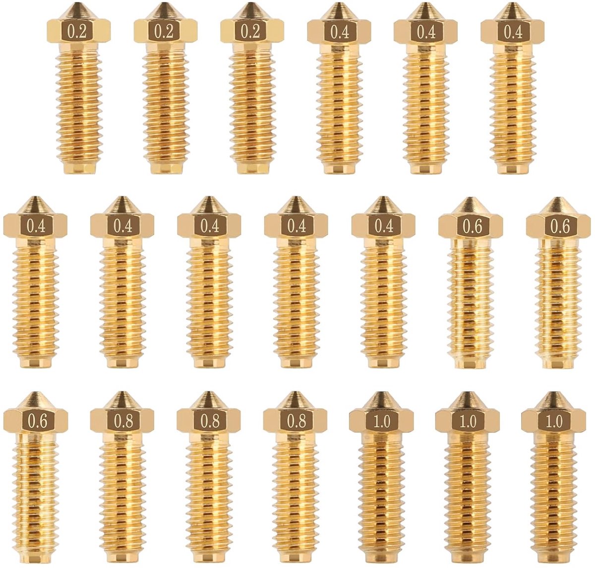 20-delige mondstukkenset voor Kobra 2, 3D-printer mondstukkenset voor Anycubic Kobra 2, Kobra 2 Pro, Kobra 2 Plus, Kobra 2 Max, Kobra 2 Neo (8 x 0,4 mm + 3 x 0,2 mm + 3 x 0,6 mm + 3 x 0,8 mm +