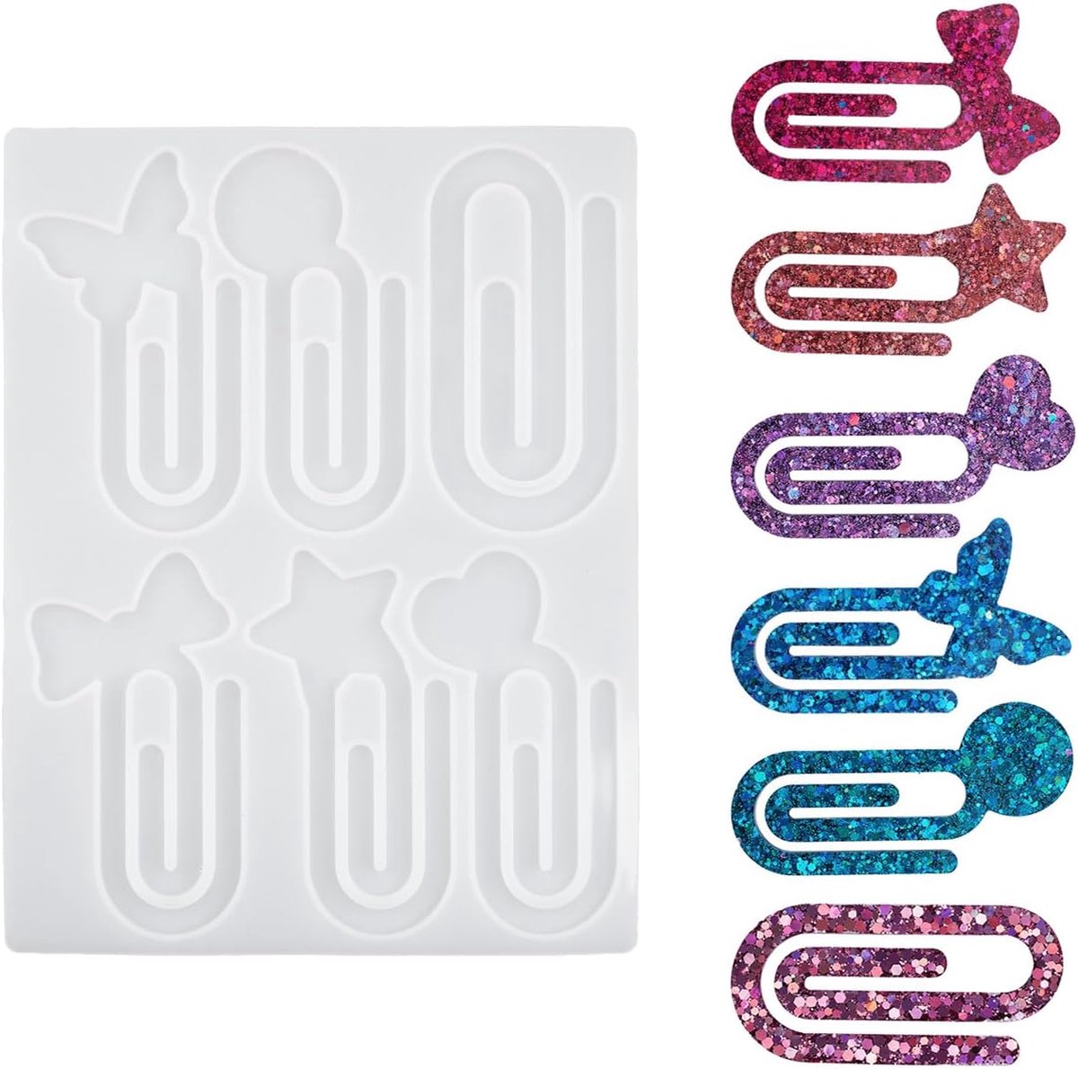 Siliconen Mal Oorbellen Mallen Papier Clip Vorm Sieraden Maken Mallen Siliconen Sleutelhanger Mallen Voor Crafting Minnaar Epoxy Hars Paperclip Mold
