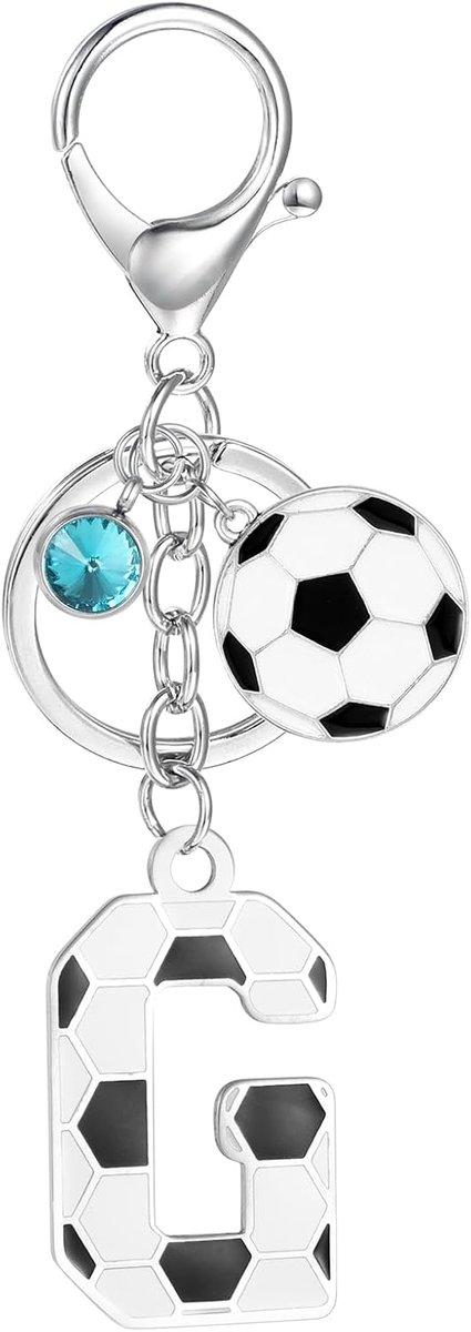 Sleutelhanger voetbal beginletter alfabet sleutelhanger met voetbal hangers, sleutelhanger sport cadeau voetbal voor voetballiefhebbers, bedels voor tassen rugzak accessoires