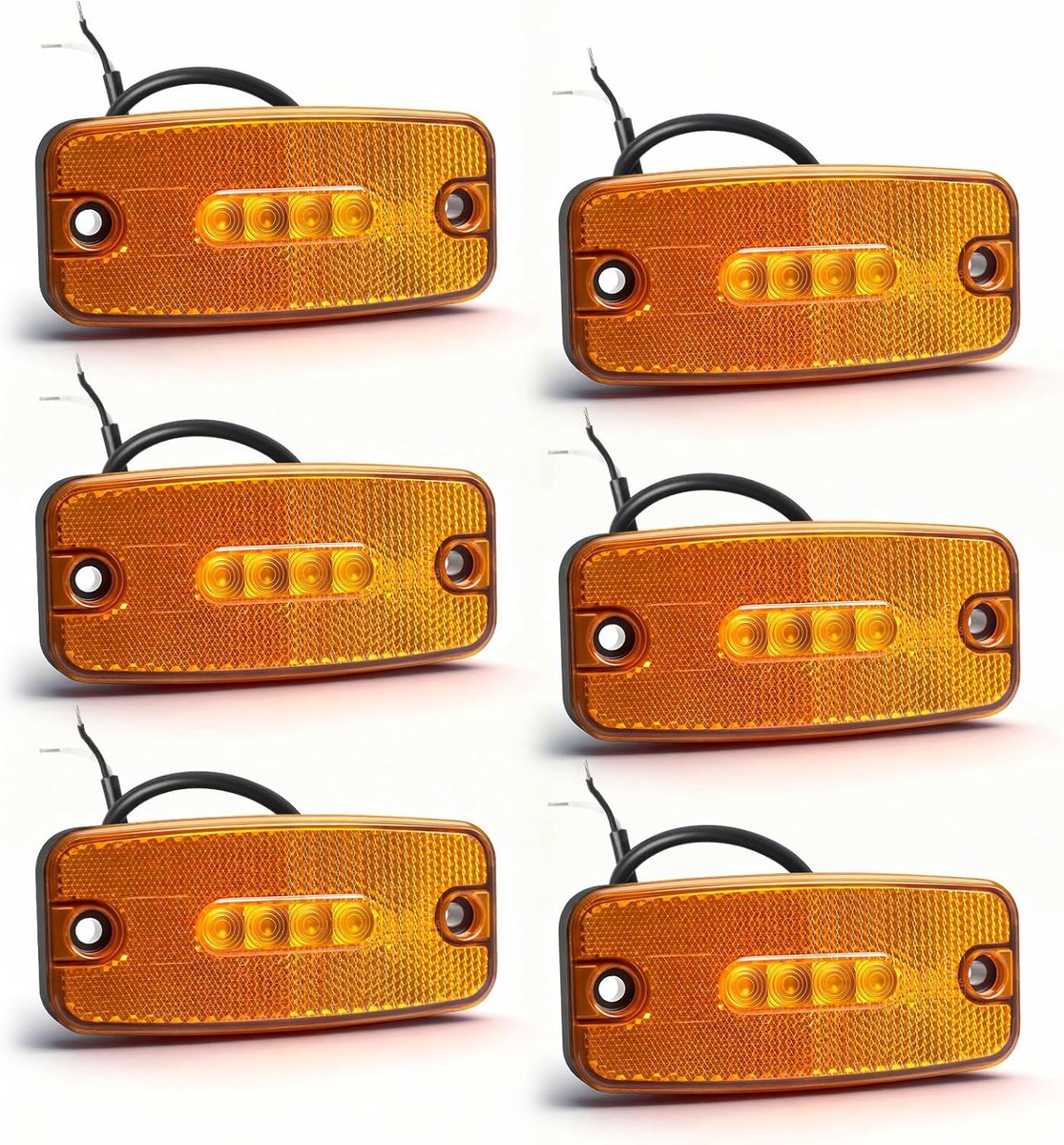 Led-zijmarkeringslampen, set van 6 stuks, 12 V/24 V, ECE R91/R148 gecertificeerd, IP67 waterdicht, voor aanhangers, vrachtwagens, caravans, landbouwmachines