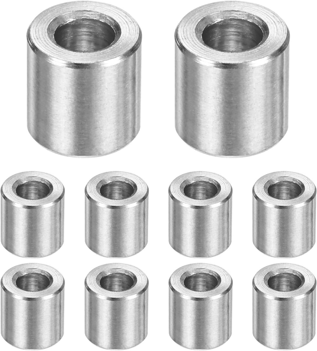 METERXITY 10 STKS M4 304 Rvs Spacers 4mm ID x 8mm OD x 8mm l Metalen Schroef Standoff Bus Plain Finish Ronde Spacer 304 Rvs voor Schroeven Bouten Zilver