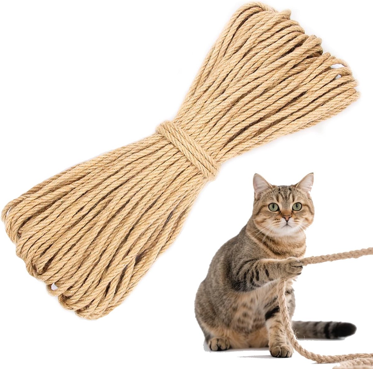 Touw, 8 mm x 50 m, dik en robuust touw voor buiten, doe-het-zelf, handwerk, rustieke decoraties en tuinieren