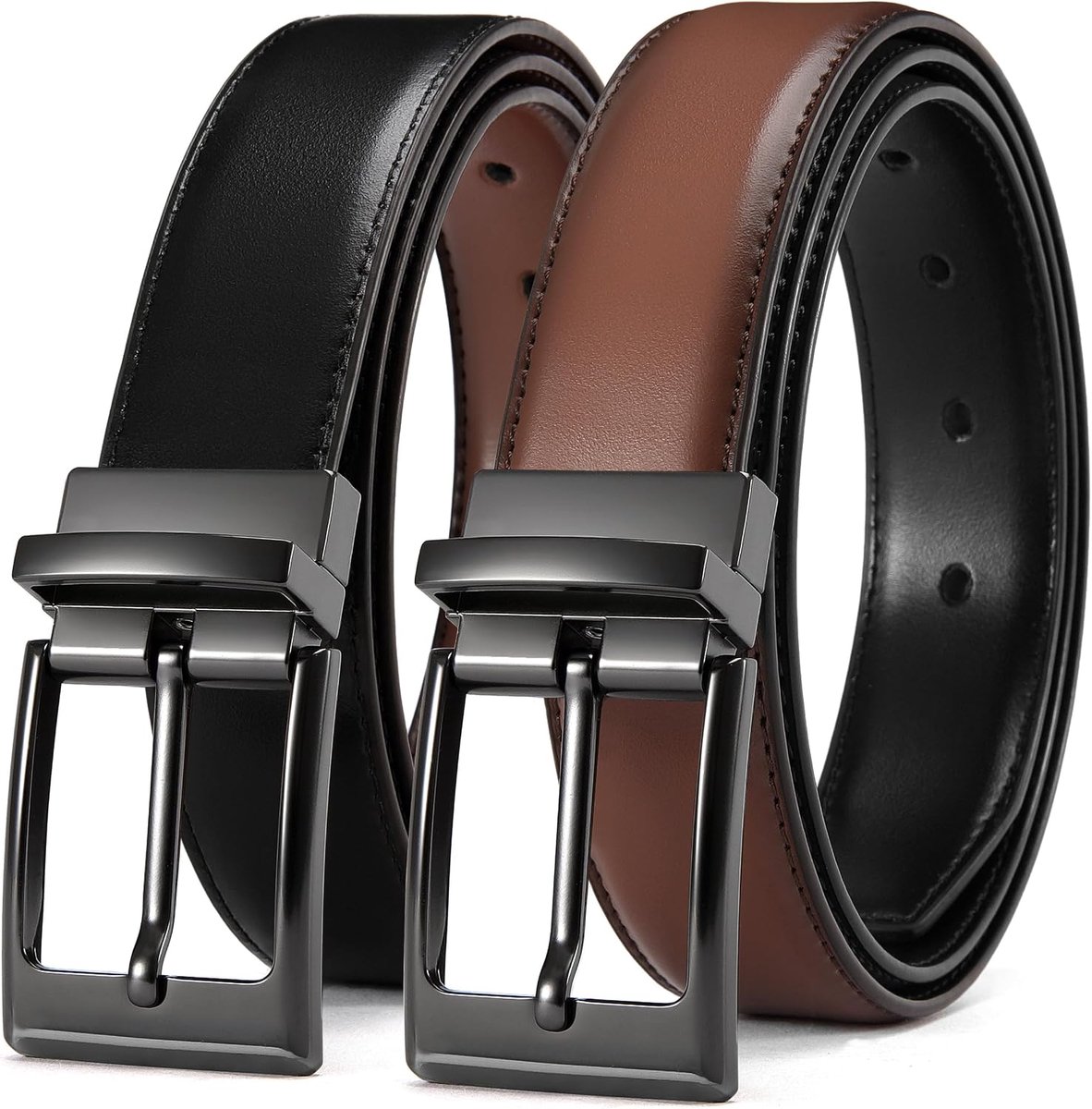 Heren Riem Leren 1 Stuk, Herenriem Omkeerbare Zwart Bruin 32mm, Draaibare Gesp voor Pakken en Casual Jeans