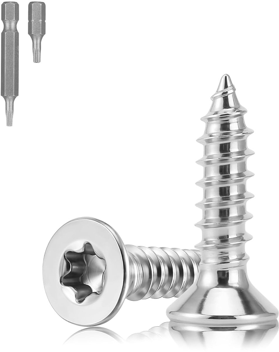 Houtschroeven, M3 x 16 mm, torx-schroeven, zelftappende schroeven, roestvrijstalen schroeven, hout voor meubels, machinereparatie, bevestigingselementen