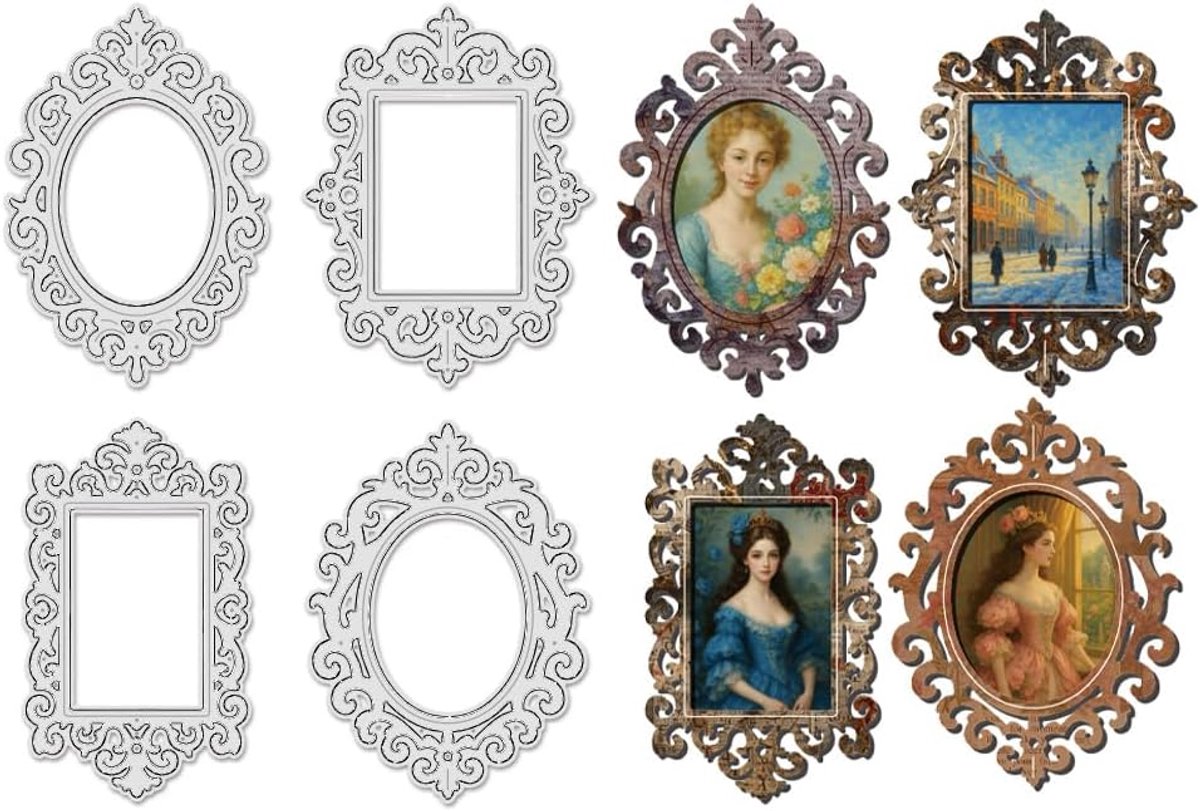 Vintage fotolijst snijden matrijzen voor doe-het-zelf kaarten maken ovale label tag embossing sjabloon vierkante kant grens achtergrond metalen stansen snijdt voor fotoalbum papier