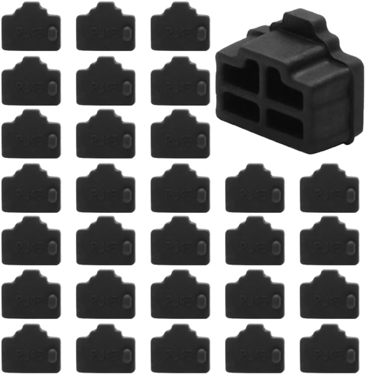 30 stuks siliconen stofbescherming RJ45 Port stofbescherming, geschikt voor pc, schakelaar, router, idle RJ45-poort-stekkerafdekking (zwart)