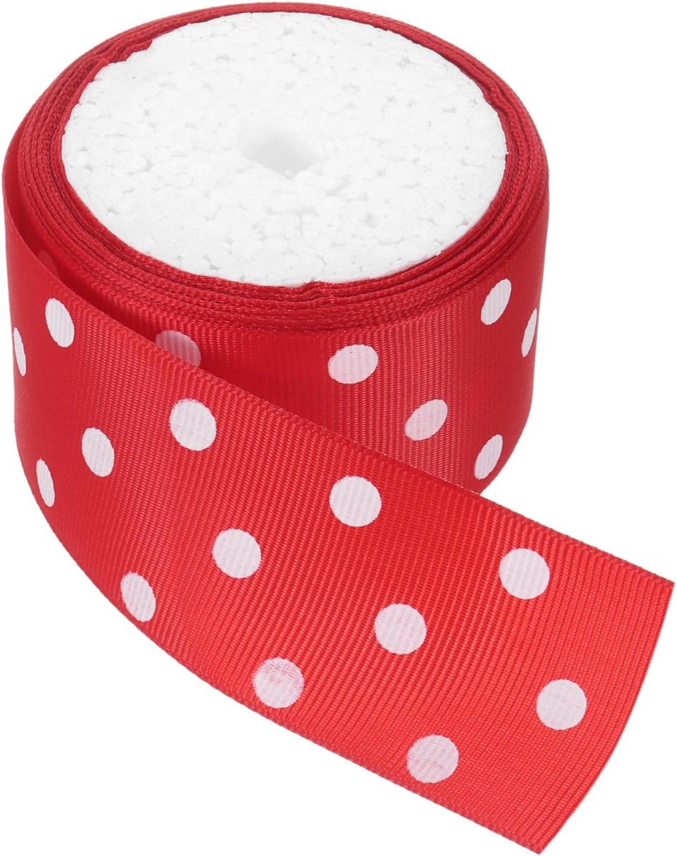 Ripsbanden 5 yards 1-1/2 inch rood met witte linten met stippen lint voor handwerk decoratie bruiloft DIY handgemaakt