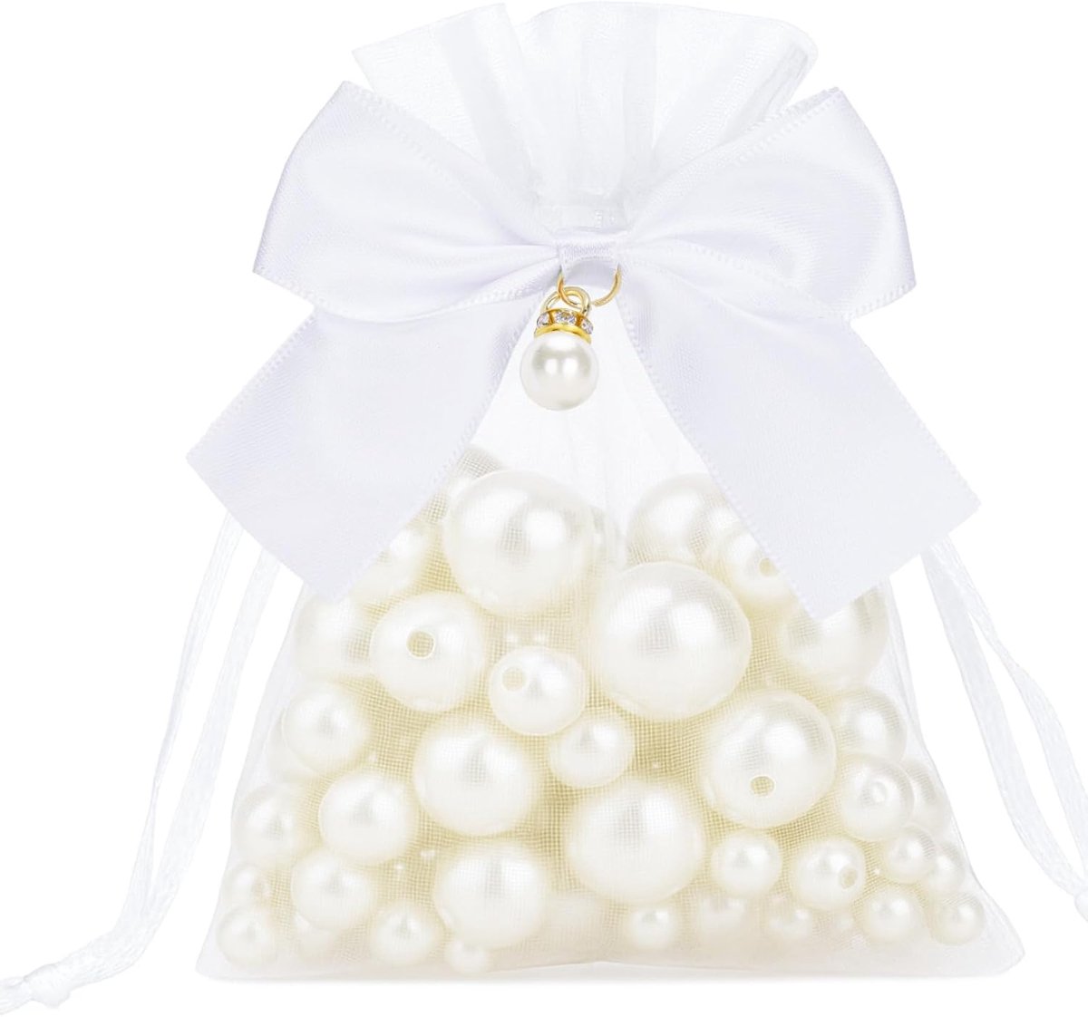 10 x 12 cm witte organzazakjes met strik: 30 stuks kleine organzazakjes met trekkoord, ideaal als bruiloftssnoepzak, sieradenzakje, cadeauzakje