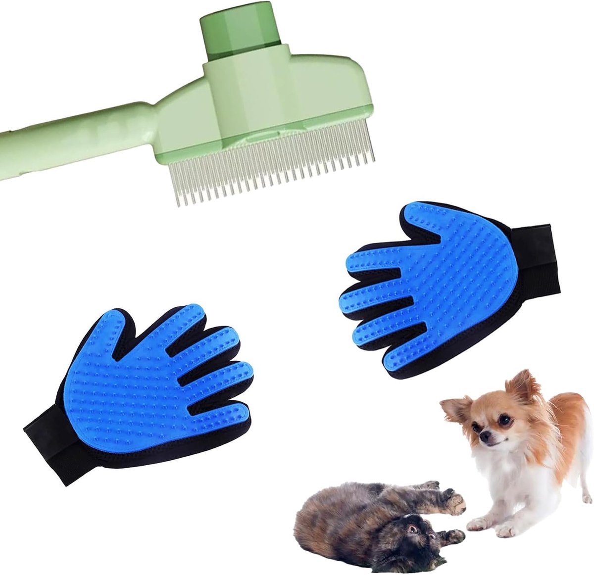 comfortabel, 2 stuks, dubbelzijdige kattenhandschoen | Kattenhandschoenen voor vachtverzorging, zelfreinigende huisdierborstel, geschikt voor katten en honden