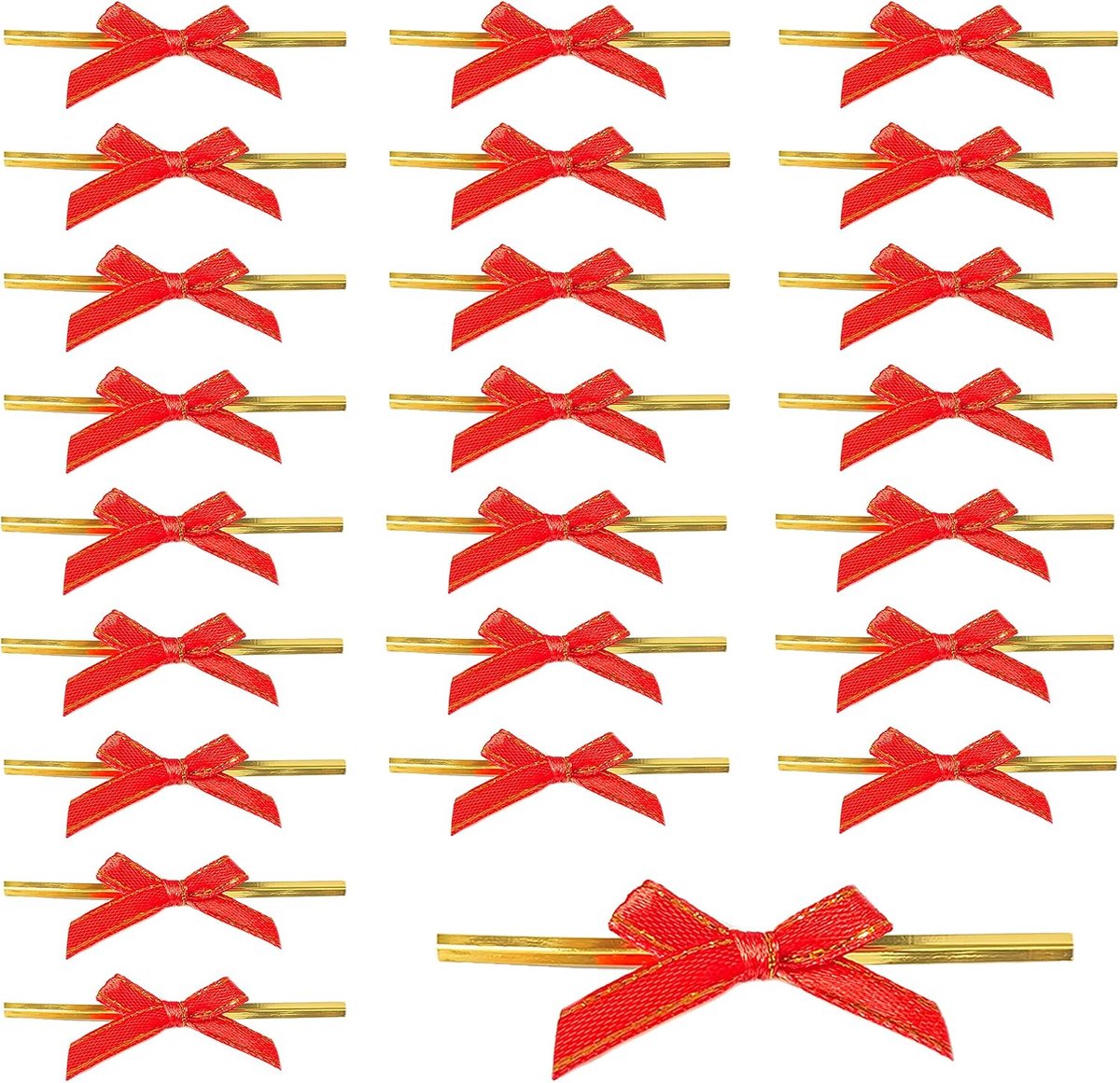 Strikken met elastieken voor bruiloften, Noeuds Mini Noeud de Ruban Rouge Noël zelfklevende satijnen strikken in rood voor cadeau, bruiloft, handwerk, kerstbomen (rood)