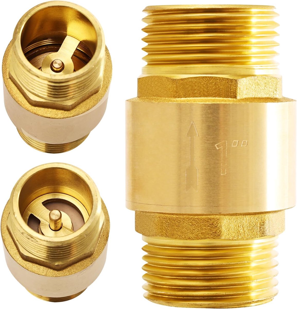 1 inch terugslagventiel, messing terugslagventiel, 1 inch AG naar AG, 1 inch terugloopventiel, terugslagklep afvalwater voor waterleiding, boiler, waterdicht, roestvrij