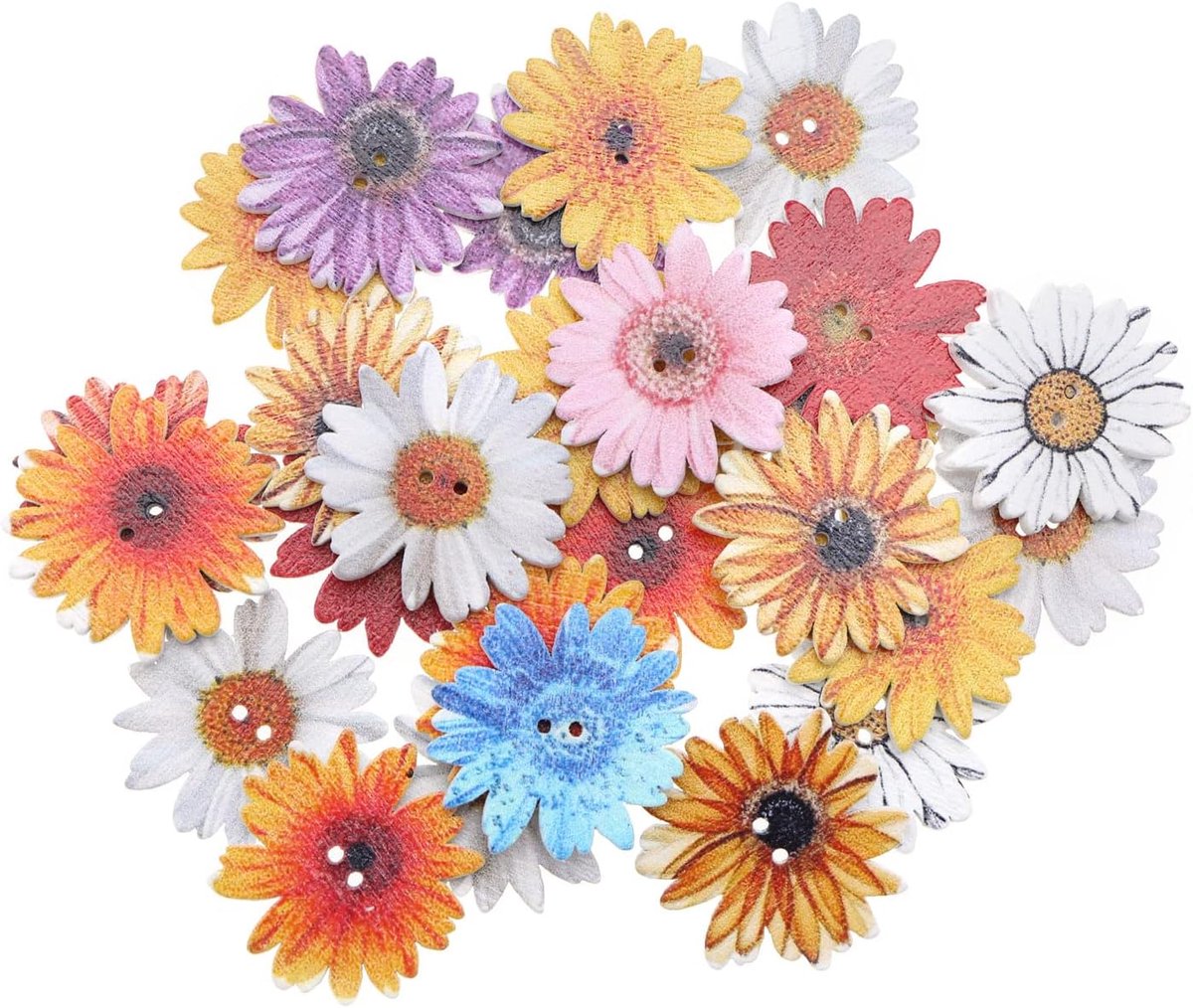 Knoppen decoratieve chrysant bloemen knoppen met 2 gaten kleurrijke madeliefjes knoppen 25 mm chrysant knoppen voor doe-het-zelf naaien kleding ambachten