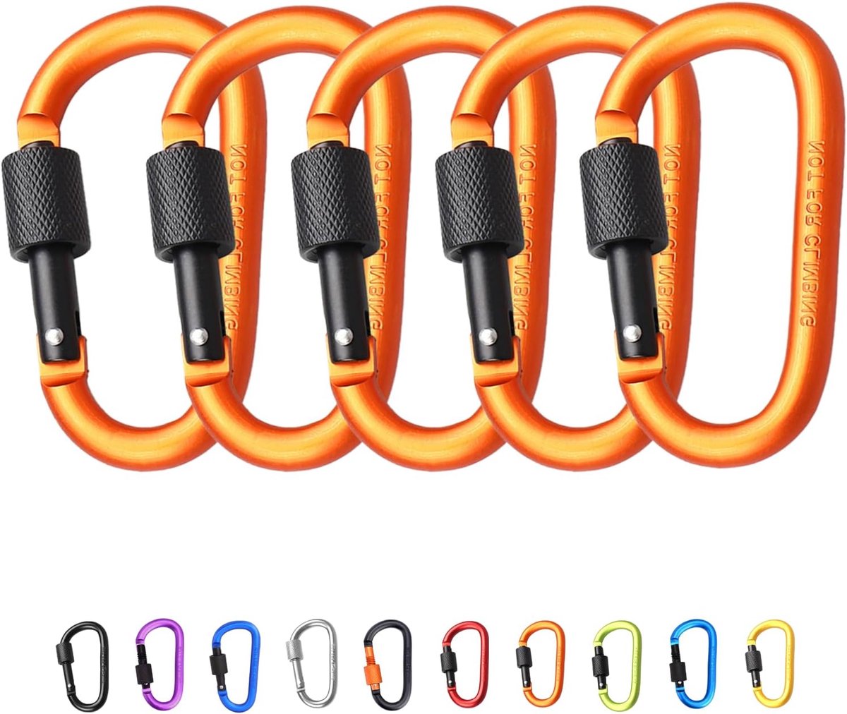 5 stuks karabijnhaak clip vergrendeling karabijnhaak, 7,8 cm/3 inch aluminiumlegering D-ring karabijnhaken sleutelvergrendeling sleutelhanger clip haak voor kamperen, wandelen, reizen, vissen, rugzak