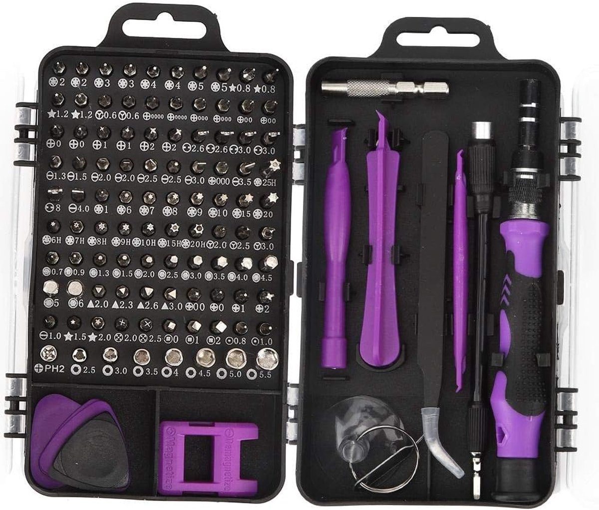 115-in-1 schroevendraaierset Reparatiesets voor mobiel apparaat Multifunctionele horlogetelefoon Reparatiehandgereedschap repareren(Purper)