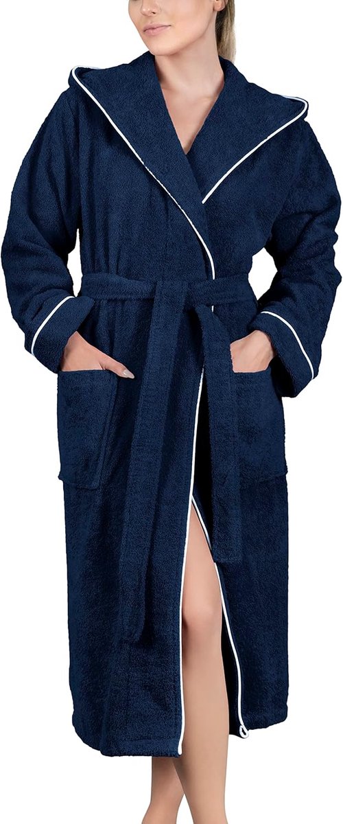 Badjas Dames Badstof - Kap - lang - 100% Katoen (360g/m2) - OEKO TEX Standard 100 - Maat S, M, L, XL, XXL, 3XL