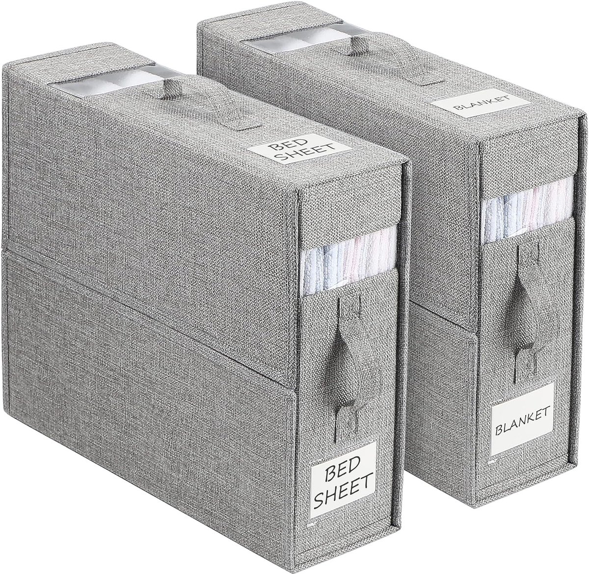Opbergtas voor beddengoed, 2 stuks opvouwbare beddengoed-organizer, praktische opslag van beddengoed en dekens voor King & Queen Size bedden, grijs