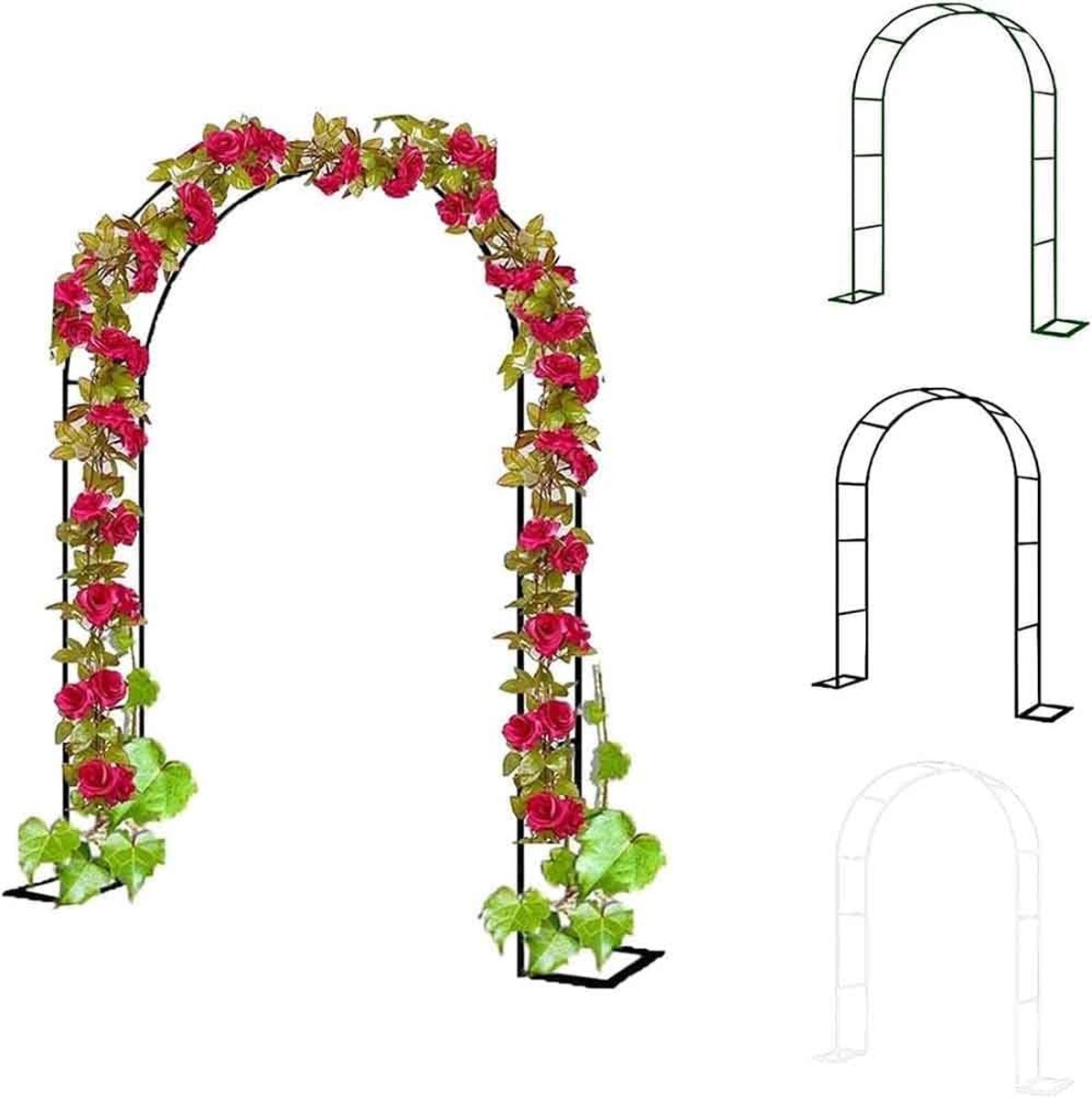 tuinboog zwaar belastbare rozenbogen prieel latwerk voor klimplanten breed 120 cm 140 cm 180 cm 240 cm 350 cm rozenboogdecoratie bruiloft boogweg, zwart, B3M x H2,2 m