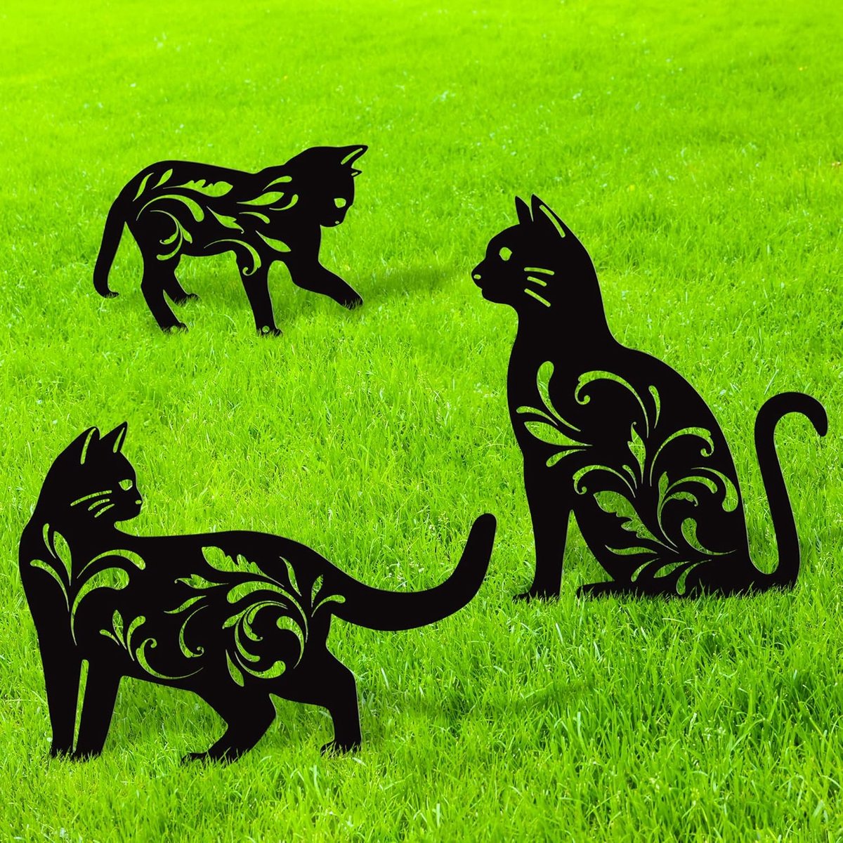 Beelden zwarte kat silhouet kat decoratieve tuin palen tuin standbeelden dieren palen voor tuin decor en gazon ornamenten