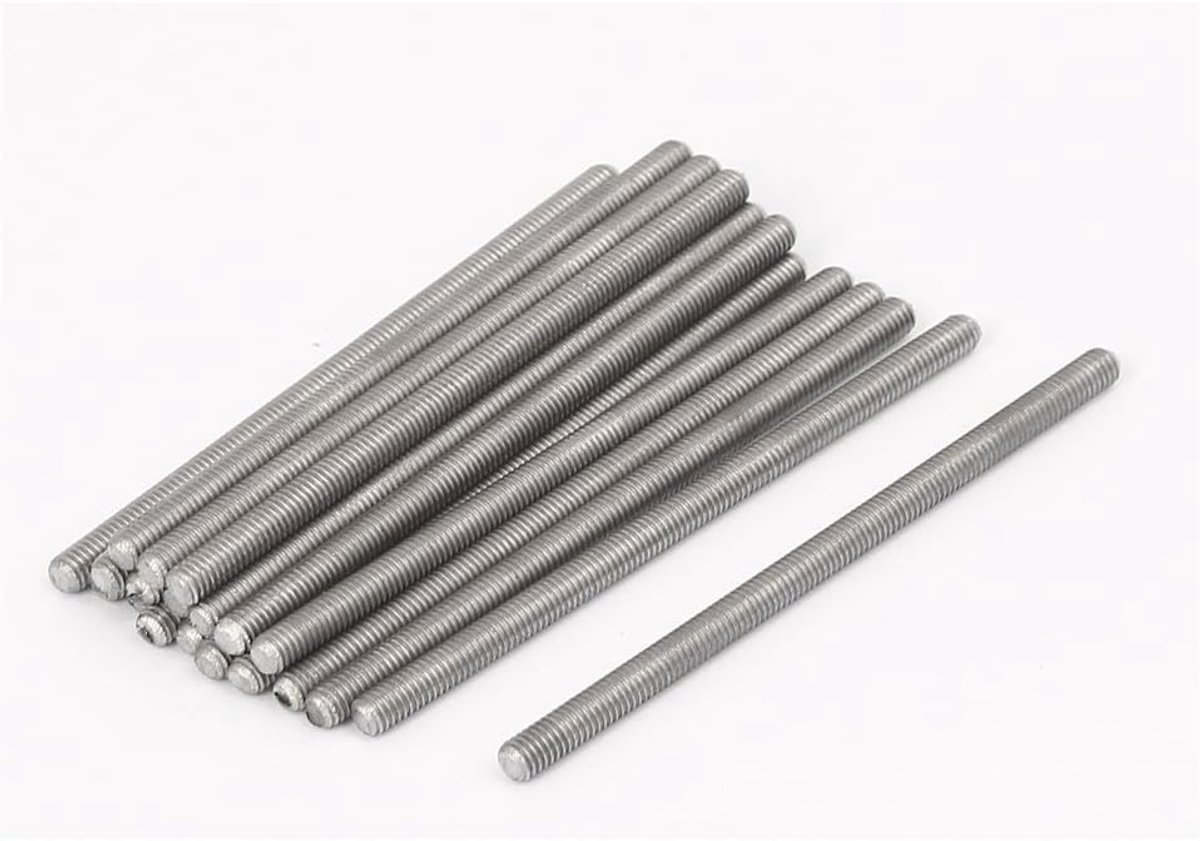 sourcing map 20 stuks. 304 roestvrij staal volledig schroefdraadstangen bevestigingen M3 x 55mm 0,5 mm afstand de