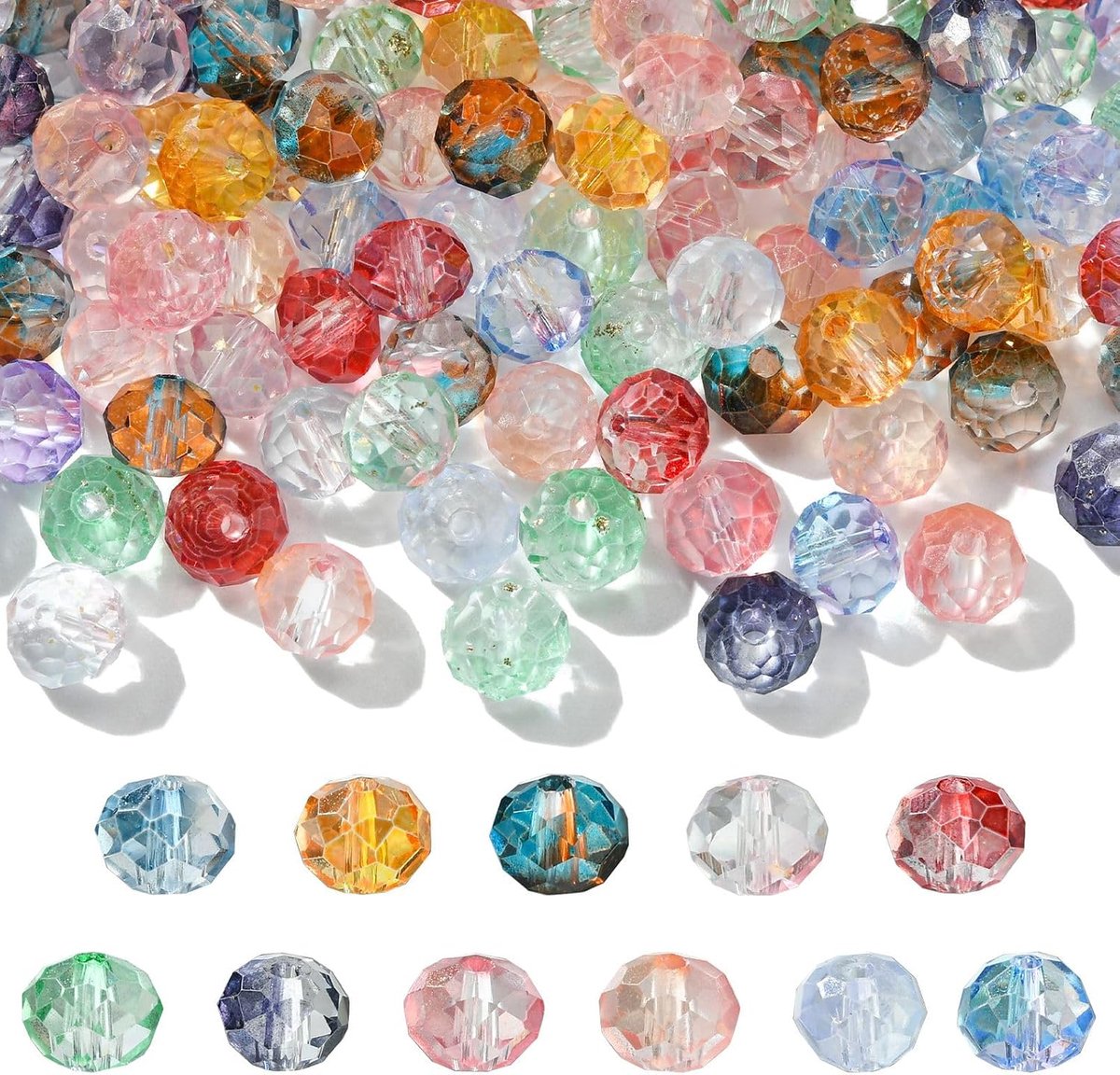Kralen Transparant Bakken Geschilderde Rondelle Kralen Platte Ronde Spacer Kralen Bulk voor Sieraden Maken
