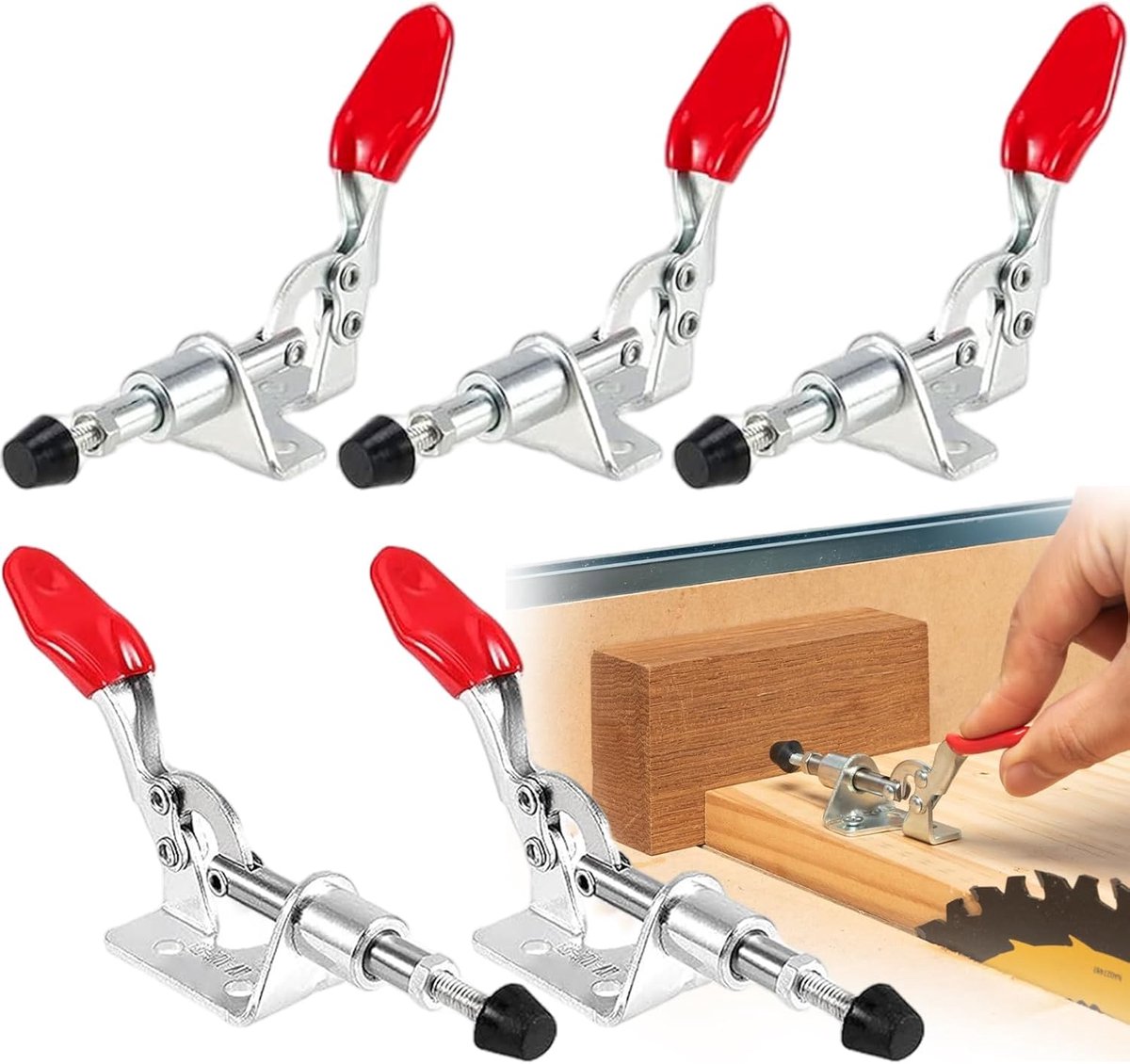 5 Pcs Horizontal Toggle Klemmen, Handgereedschap Snelspanner, Vaste Tuimelklemm, Push Pull Actie Handgereedschap, Voor Machinale Bediening, Timmerwerk, Lassen (45 Kg Sluitkracht)
