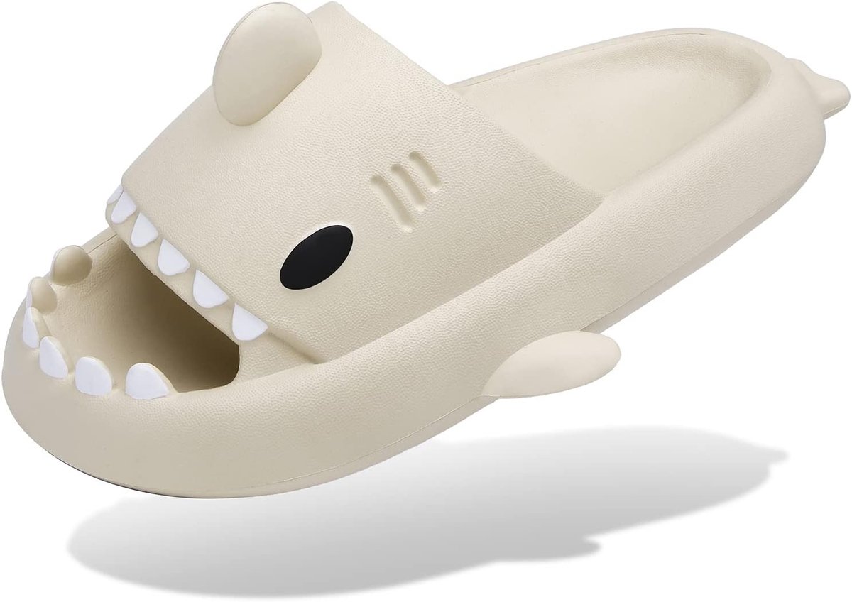 Haaienslippers voor dames en heren, wolkslippers, zomer, nieuwigheid, open teen, slippers, antislip, strandzwembad, doucheschoenen met gewatteerde dikke zool