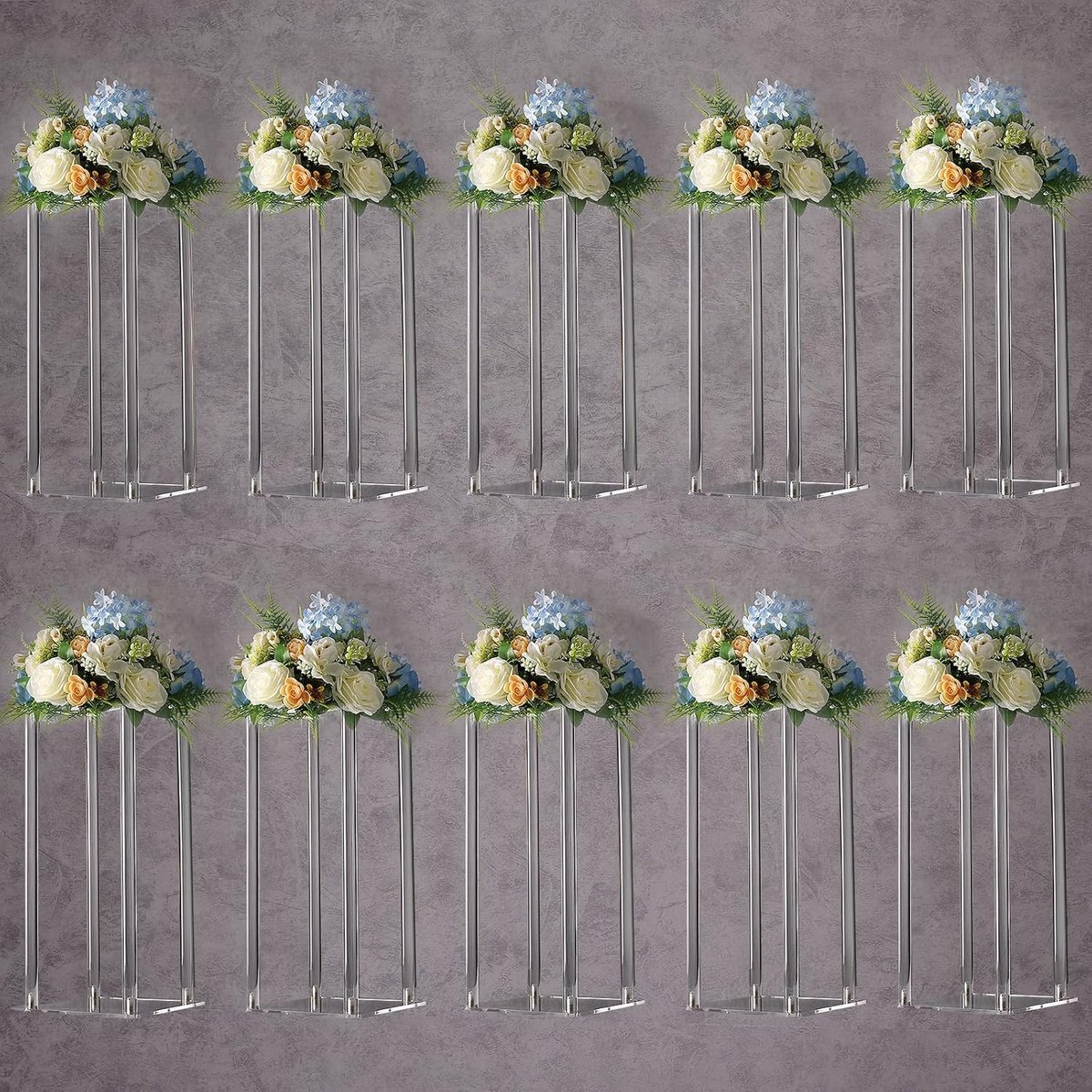 Set van 10, acryl bloemstandaard van 40 cm hoog, heldere basis voor bruiloft, evenement, feestattributen, heldere vazen, huisdecoratie