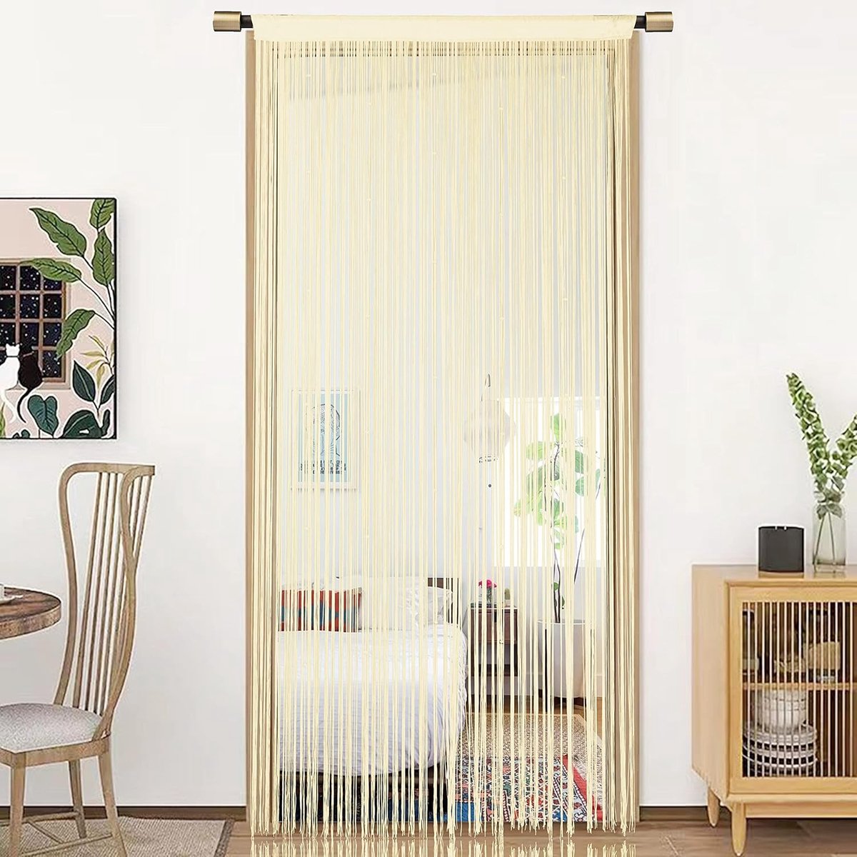 Deurgordijn Venster Gordijnen Deurdecoraties Kamer Verdeler Decoraties voor Zaaldeuren,Wandkast,Partij en Meubilair,One Piece Ontwerp,90x245cm,Champagne