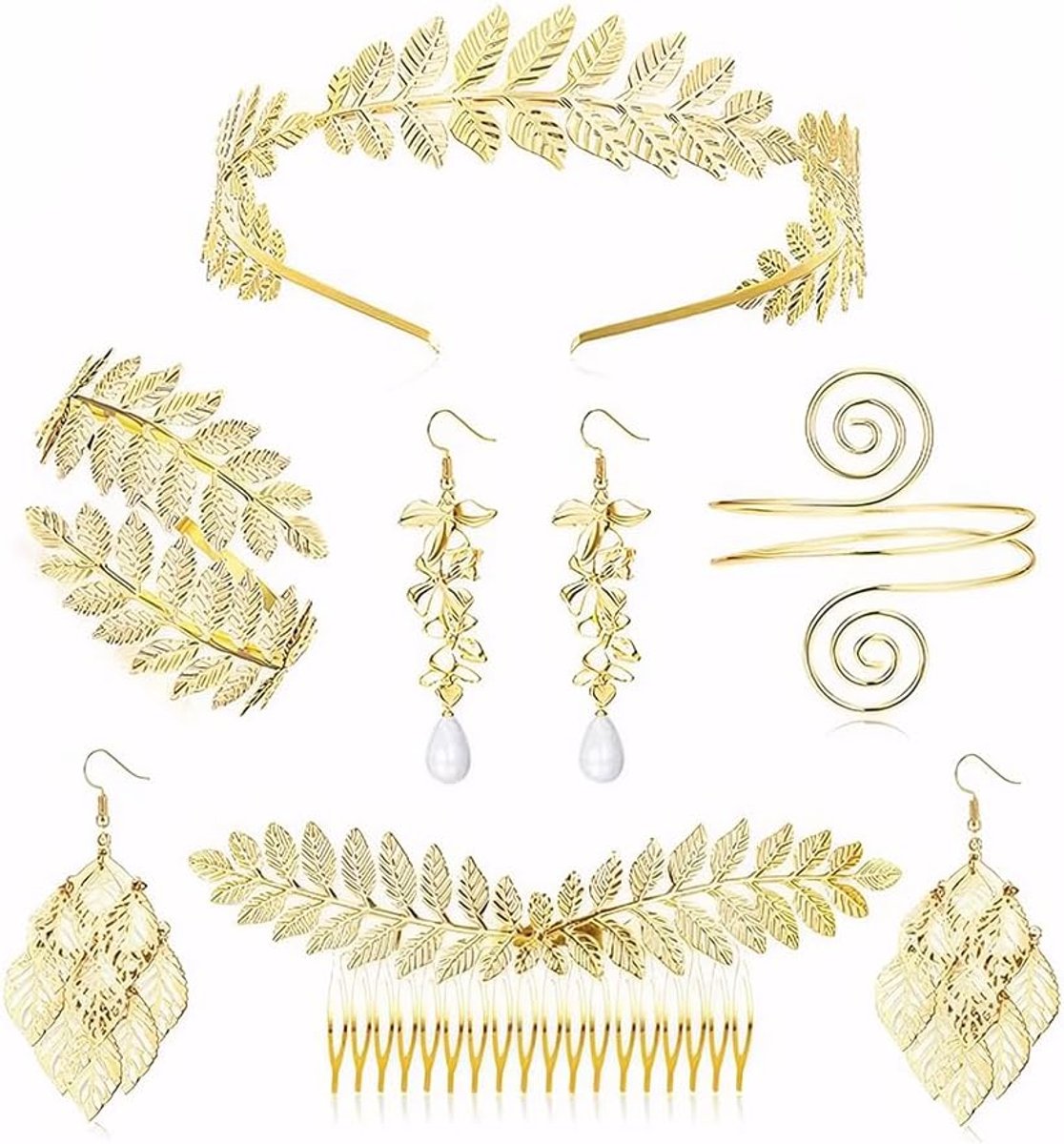 Sieraden Legering Bladvorm Retro Oorbellen Hoofdband Armband voor Vrouwen Vrouw Liefhebber Vriendin Moeder