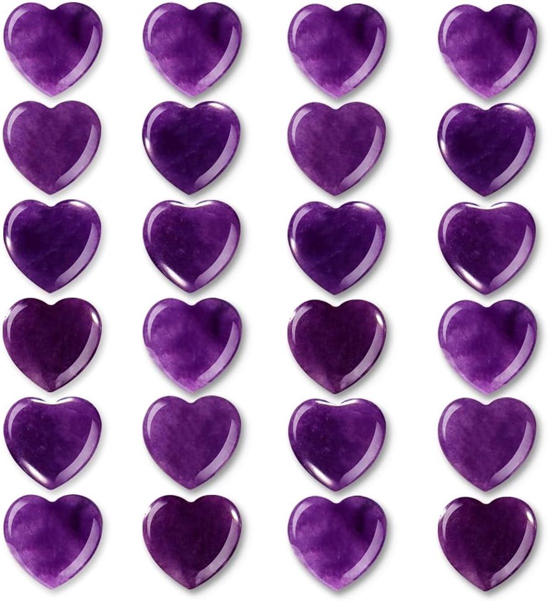 Set van 24 stuks Amethyst Kristallen Hart Stenen, Natuurlijke Kristallen Decoratie, Hartstenen Bulk Gepolijste Edelstenen voor Genezing Meditatie Chakra Reiki Energiebalans, Geluksbrenger