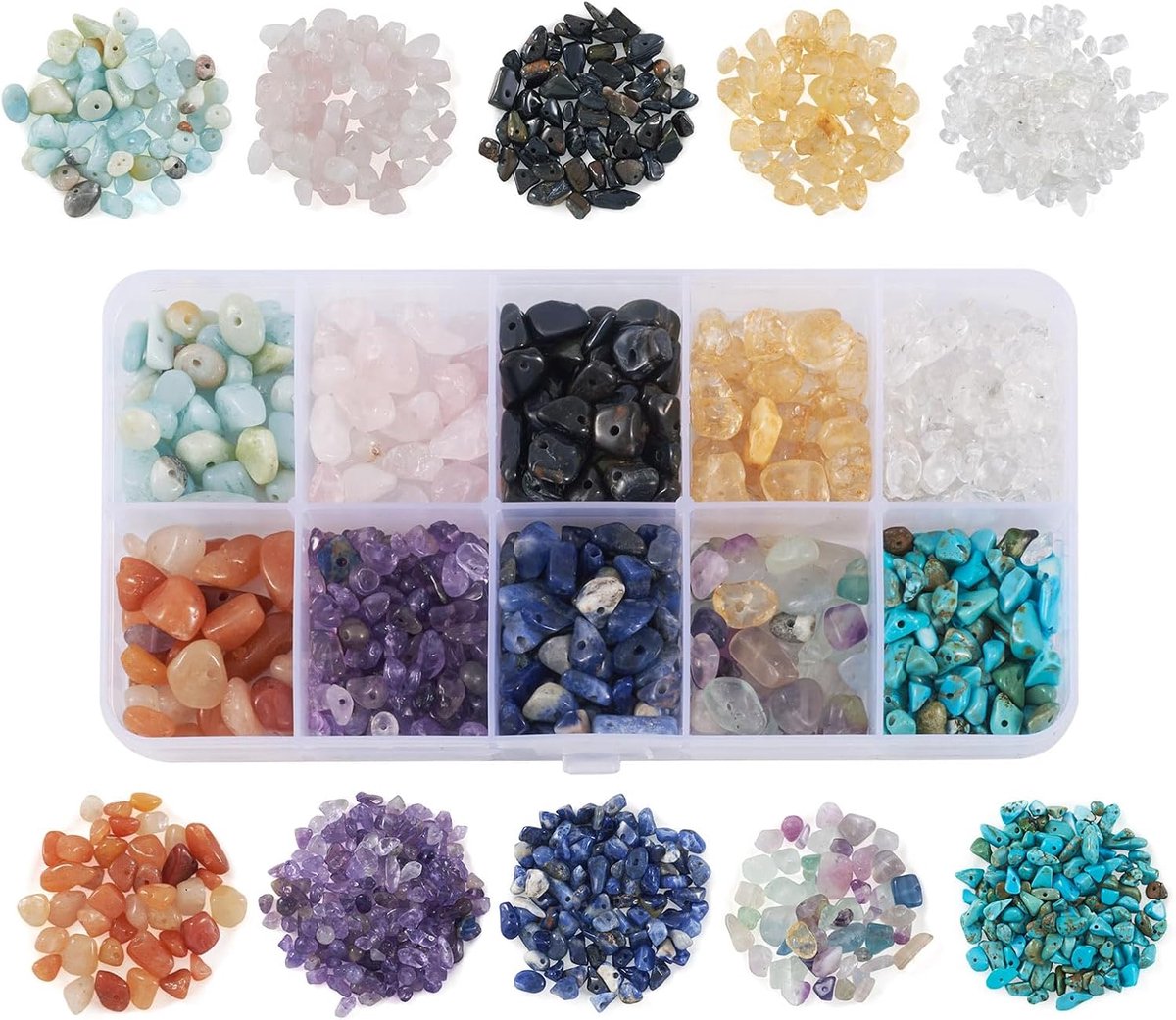 130g natuurlijke edelsteen chipkralen met gat, onregelmatige steenslag, losse kralen, kristalstukjes voor het maken van sieraden, doe-het-zelf ambachten