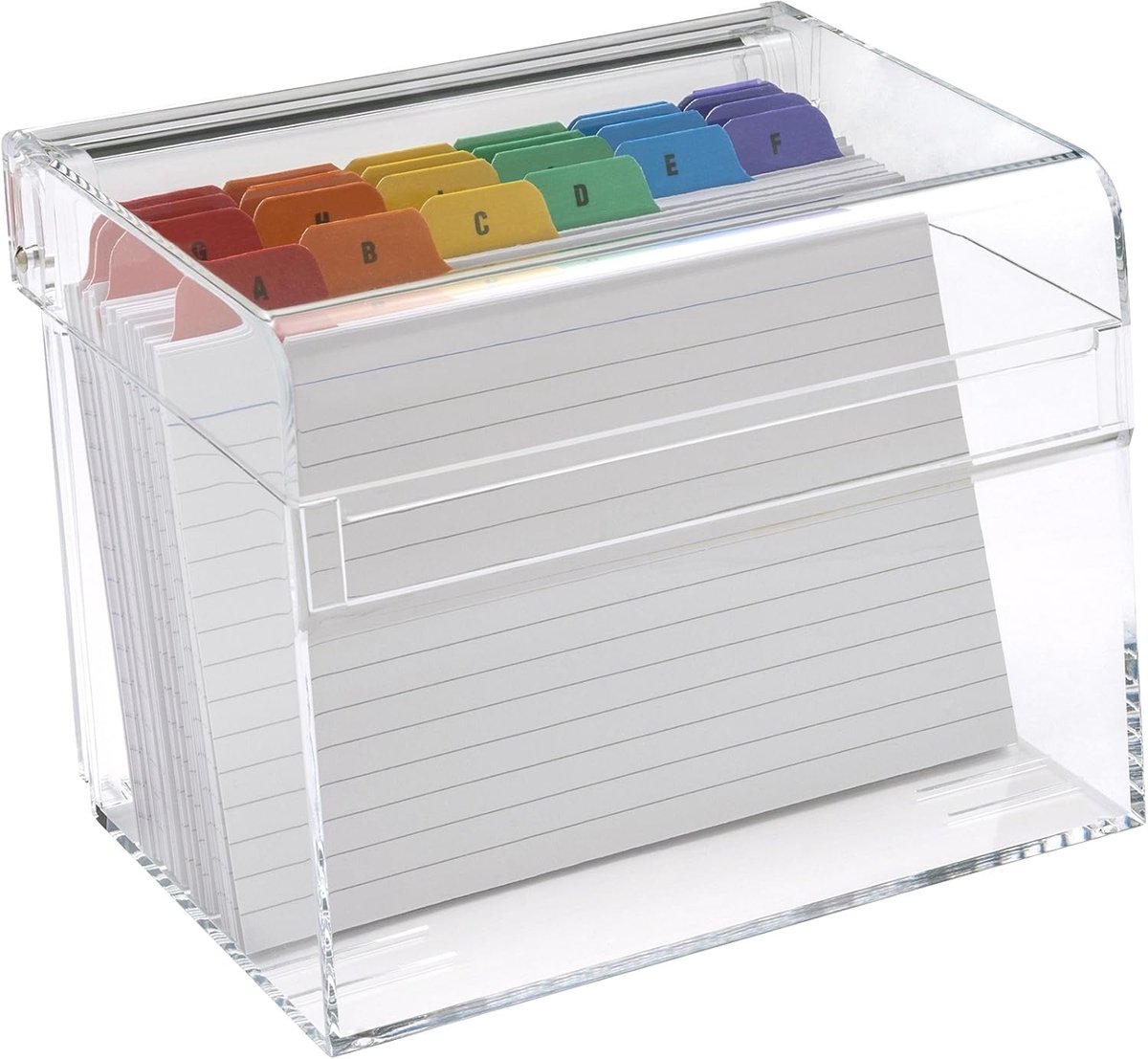 Aibox-R Systeembak van Helder Acryl Inclusief Gekleurde Registers van A Tot Z En 100 Indexkaarten, 6 X 4 Inch