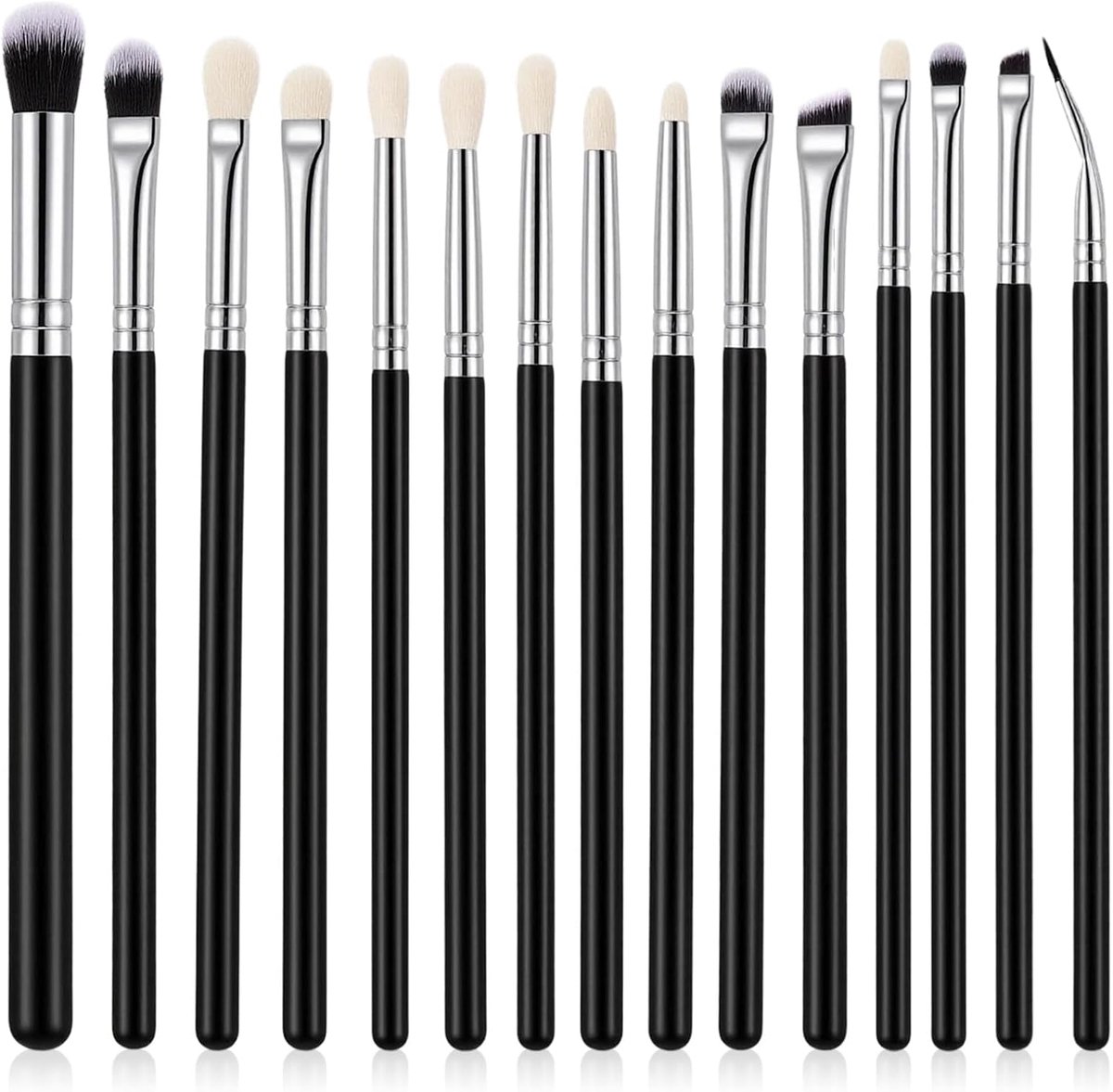 15 stuks oogschaduw-make-upkwasten, oogkwastenset, multifunctionele kwastenset ogen, cosmeticakwasten voor foundation, concealers, rouge en oogschaduw
