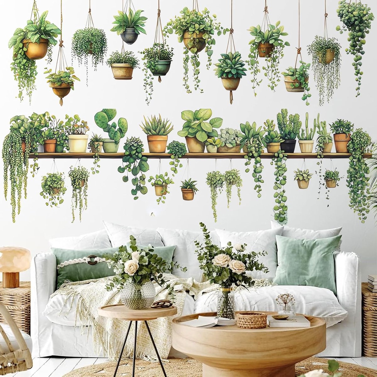 Muurtattoo planten muursticker keuken klimop muurschildering kunst bloempot groene planten muursticker muursticker zelfklevend geschikt voor woonkamer slaapkamer balkon wanddecoratie