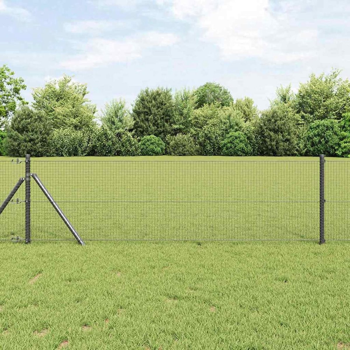 Gelaste draadomheining grijs 0,5 x 50 m staal, hekstangen gaashek draadomheining tuinhek voor binnenplaats kippenhok weidehek 42005239