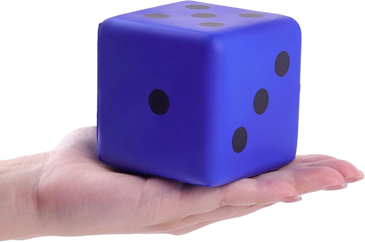 Grote schuimrubberen dobbelstenen voor volwassenen en kinderen, 8 cm, grappige reuzendobbelstenen en zachte dobbelstenen voor spelavonden en klasactiviteiten (blauw)