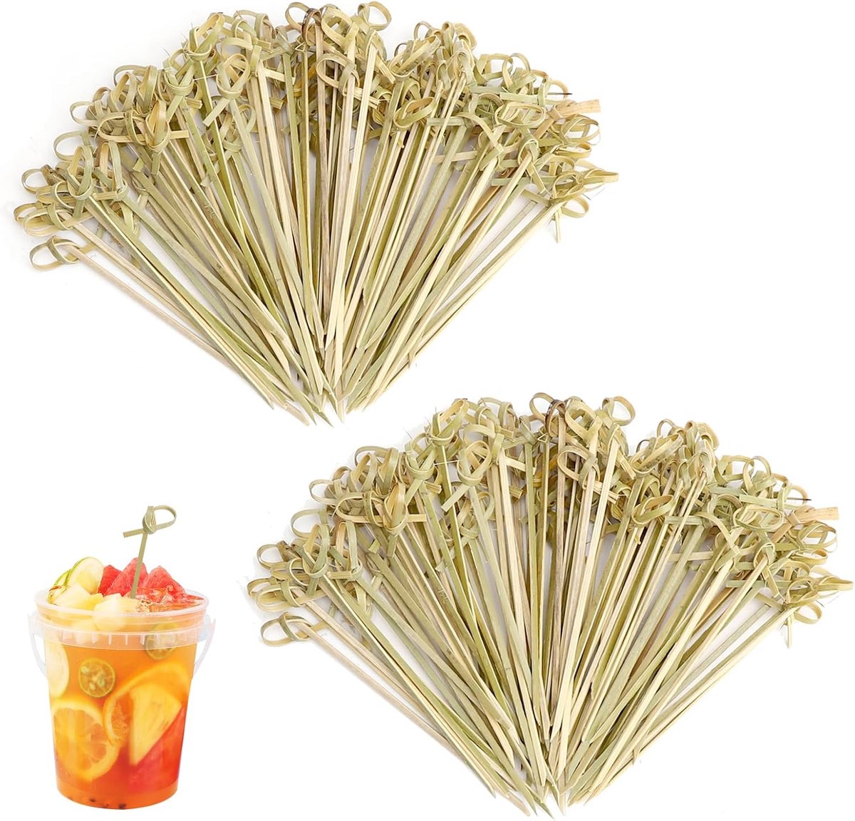 200 stuks bamboe cocktailspiesen, cocktailspiesen, vingerfood, bamboespiesen, bamboe tandenstokers voor fingerfood, snacks, antipasti, cocktailspiesen, ideaal voor feestjes, catering, bruiloften