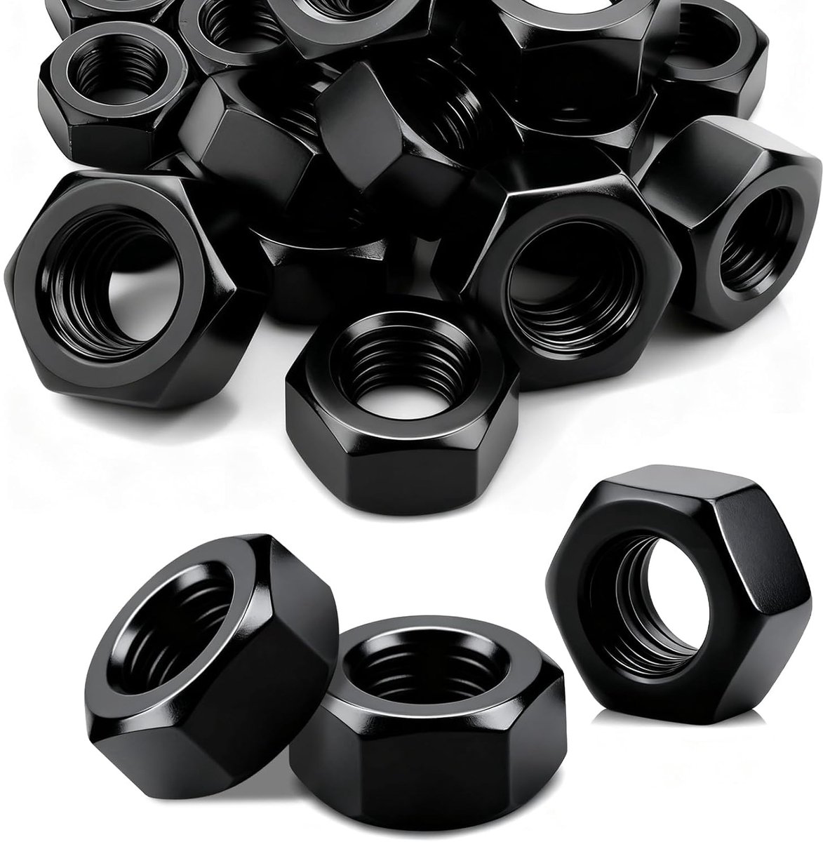 moer roestvrij stalen zeskantmoeren, 15 stuks moeren zwart DIN934 zeskantmoeren A2 V2A zeskantige moeren voor hout metalen schroeven draadstangen bouten