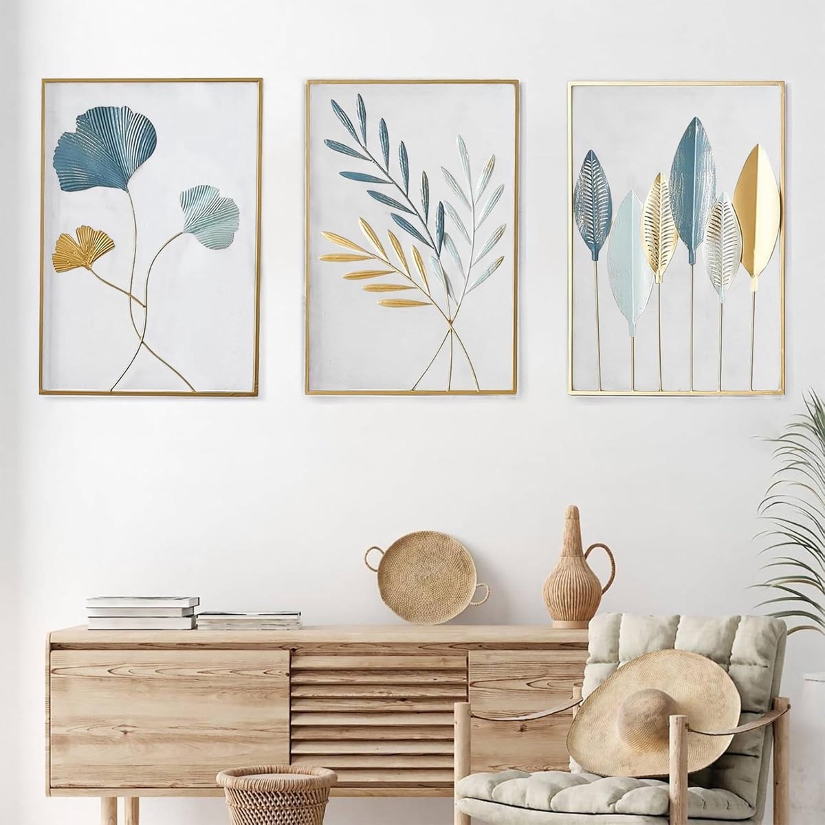 Wanddecoratie metaal, decoratie slaapkamer, foto's woonkamer, moderne wanddecoratie, slaapkamer foto's over bed, muurschildering metaal goud, minimalistische wanddecoratie hal