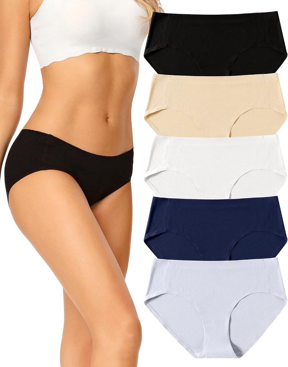 Naadloos Ondergoed Dames, Seamless Underwear Women Hipster | 5-Pack Slip Voor Vrouwen,Naadloze Onderbroek,Invisible Bikini No Show Panties,Lage Taille,Ademend