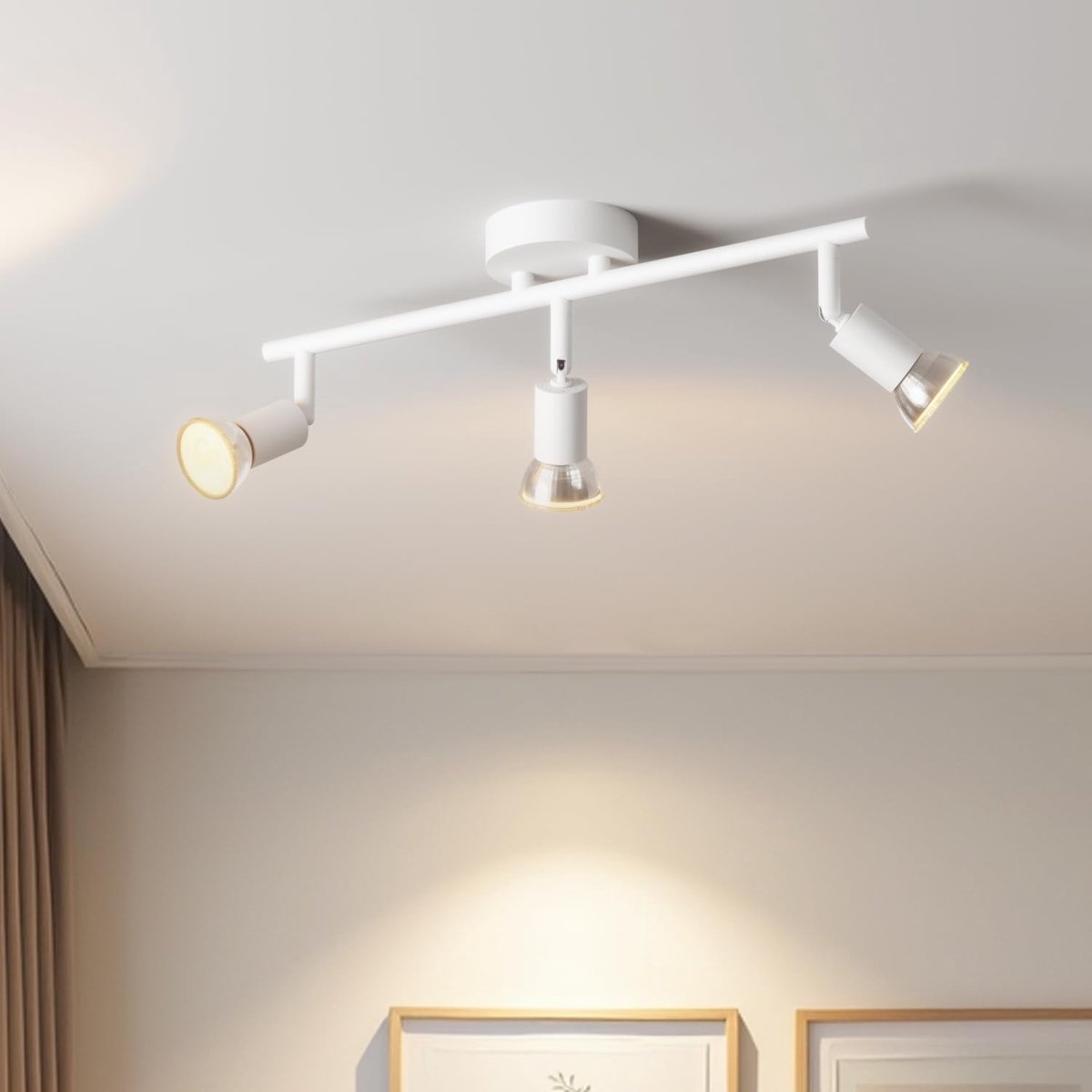 Witte plafondlamp, keukenverlichting plafond, verlichtingsarmaturen plafonds, 3-weg plafondspot armatuur, GU10-basisspotverlichting voor woonkamer, slaapkamer, eetkamer (lampje niet inbegrepen)
