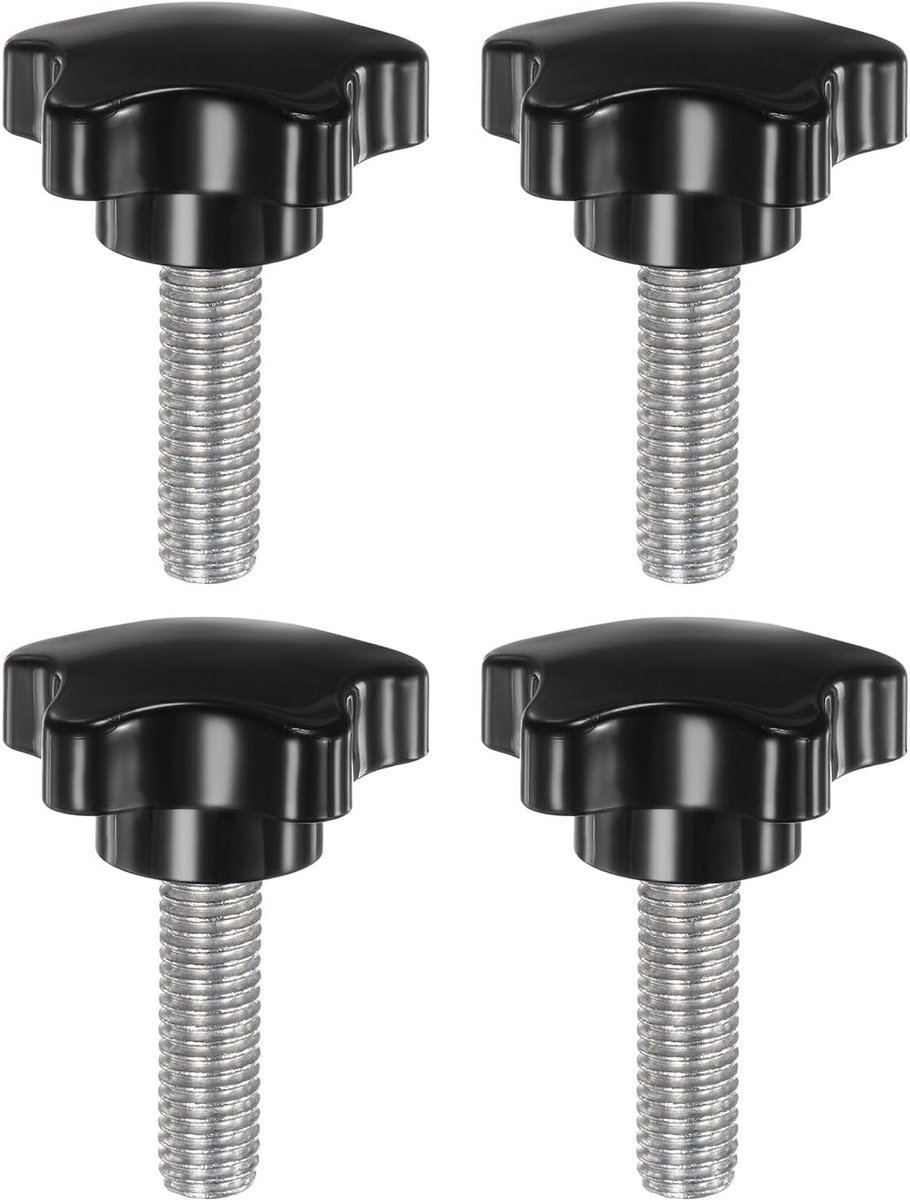 4 stuks geribbelde schroef M10 x 35 mm vleugelschroeven met draad, Verzinkte koolstofstaal knevelschroef 39 mm rond klemschroef stergreepschroef klemhendel voor meubels machine