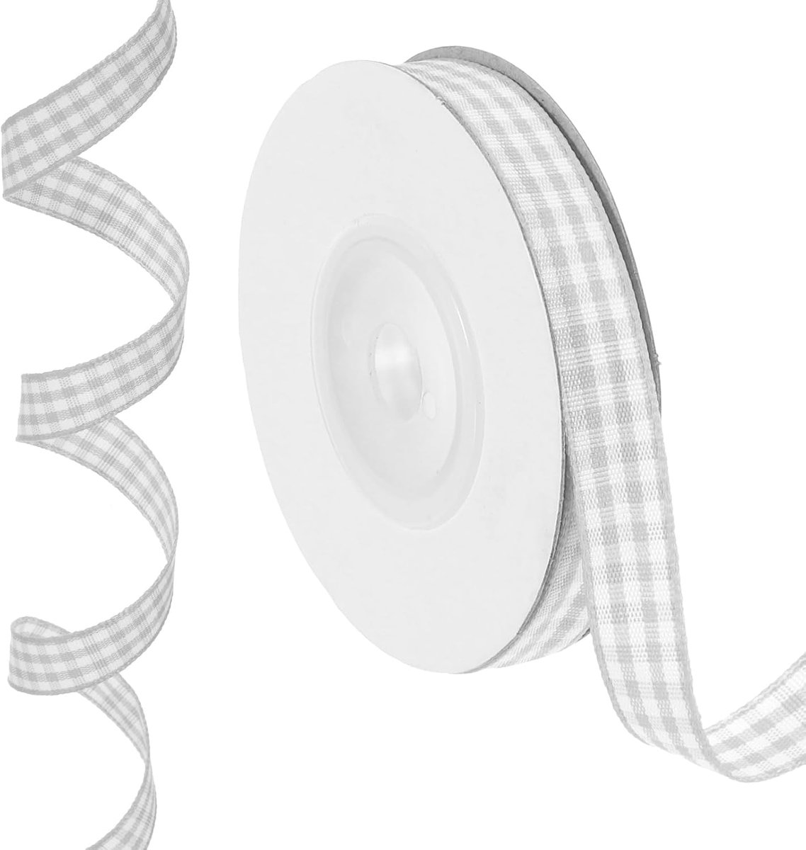 10 meter x 0,4 inch geruit lint, grijs en wit ginghamlint geschenkverpakkingslint voor Thanksgiving Strik Krans Craft Verjaardag Bruiloft
